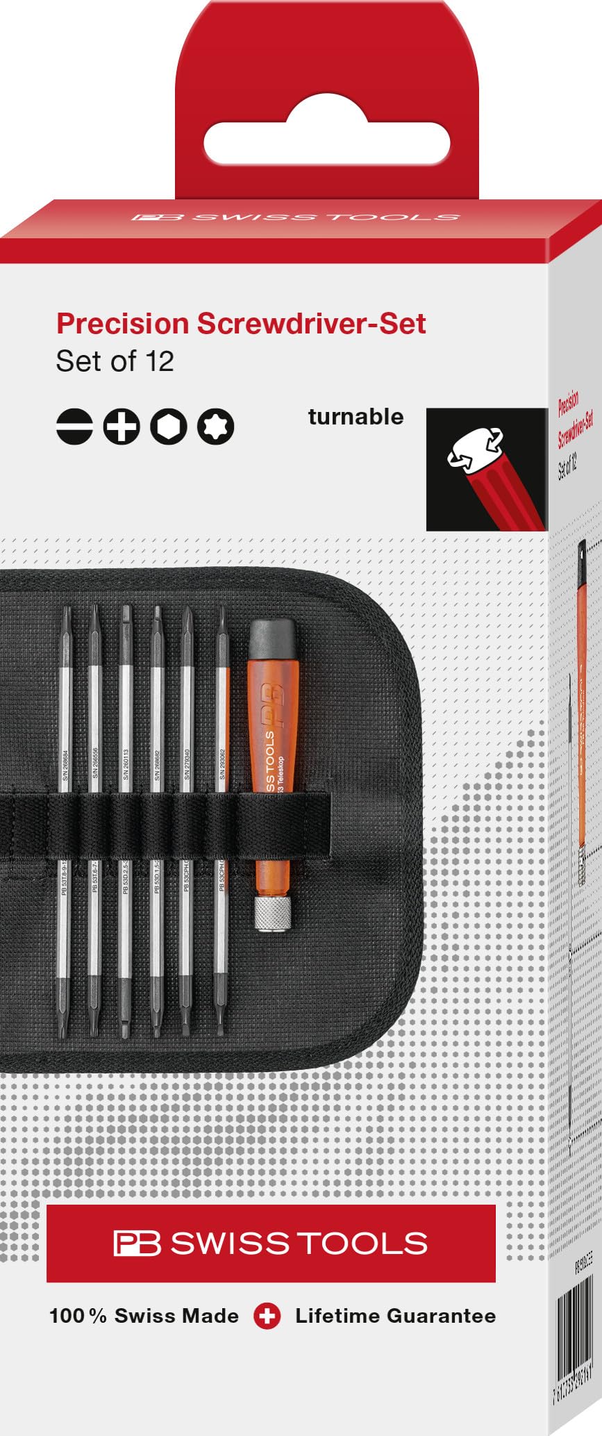 PB Swiss Tools Mini set di cacciaviti PB 513 | 100% Swiss Made | Set di 6 cacciaviti con lame intercambiabili Torx Philipps duplex in custodia compatta in pelle arrotolabile