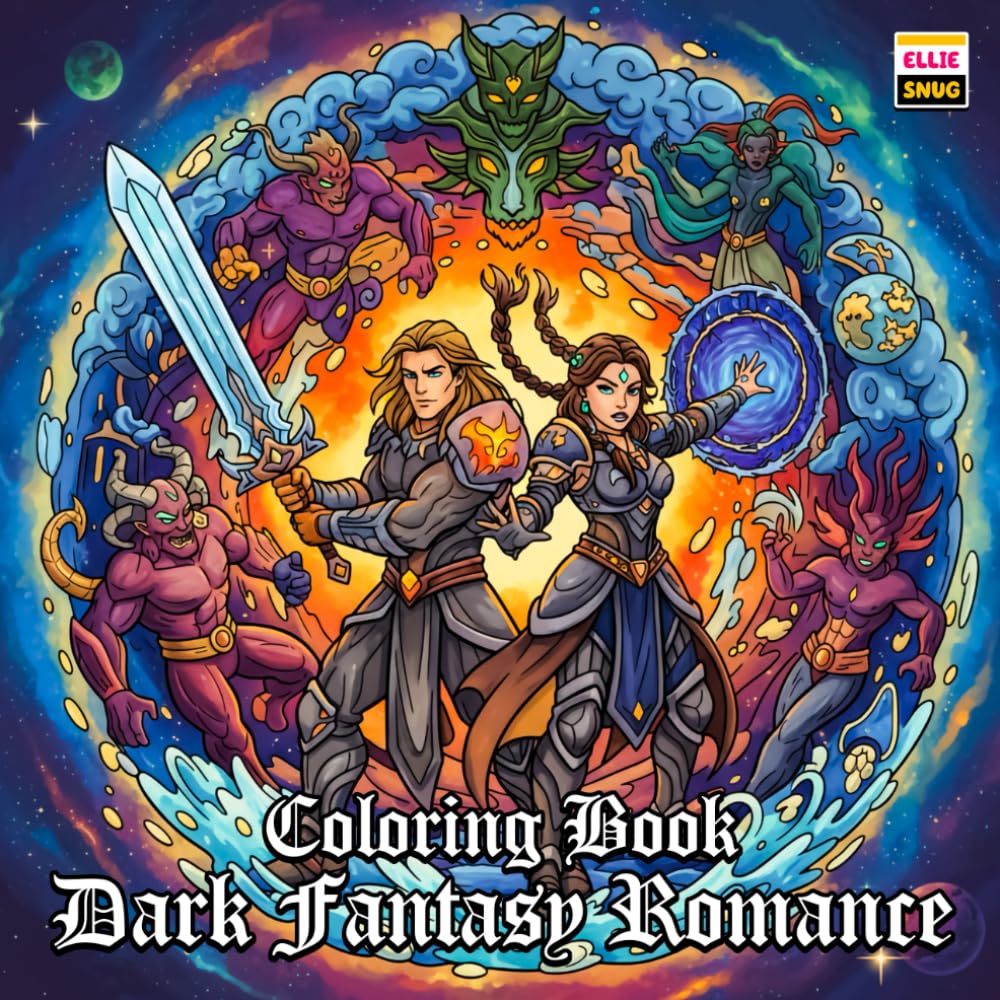 Dark Fantasy Romance Coloring Book: Elegant Fantasy Love Scenes with Shadowy Atmospheres, Mythic Details, and Storybook Romance