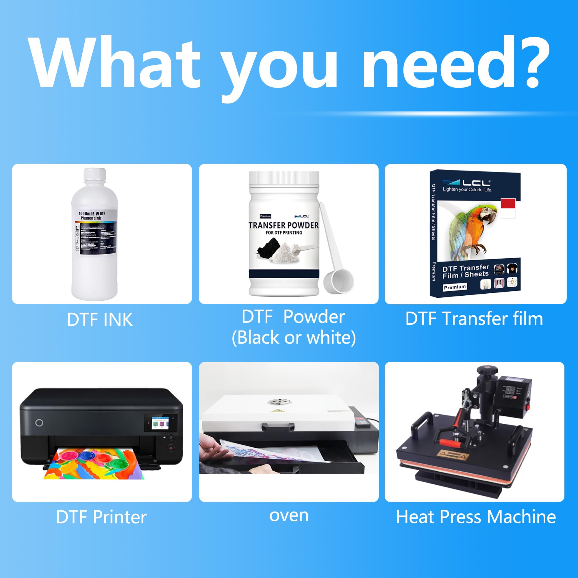 LCL 1000ML DTF Tinte, DTF Transfertinte Nachfülltinte für EPSON EcoTank ET-2700 ET-2750 ET-2751 ET-2756 ET-2850 ET-2851 ET-2856 ET-3700 ET-3750 ET-3850 ET-4750 ET-4850 ET-4856 ET-15000 (1000 ml Weiß)