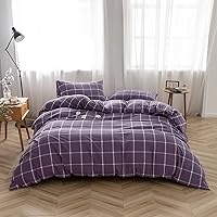 Vista 33 de FACE TWO FACE Juego de funda de edredón de 3 piezas, 100 % algodón lavado con textura parecida al lino transpirable duradero suave cómodo