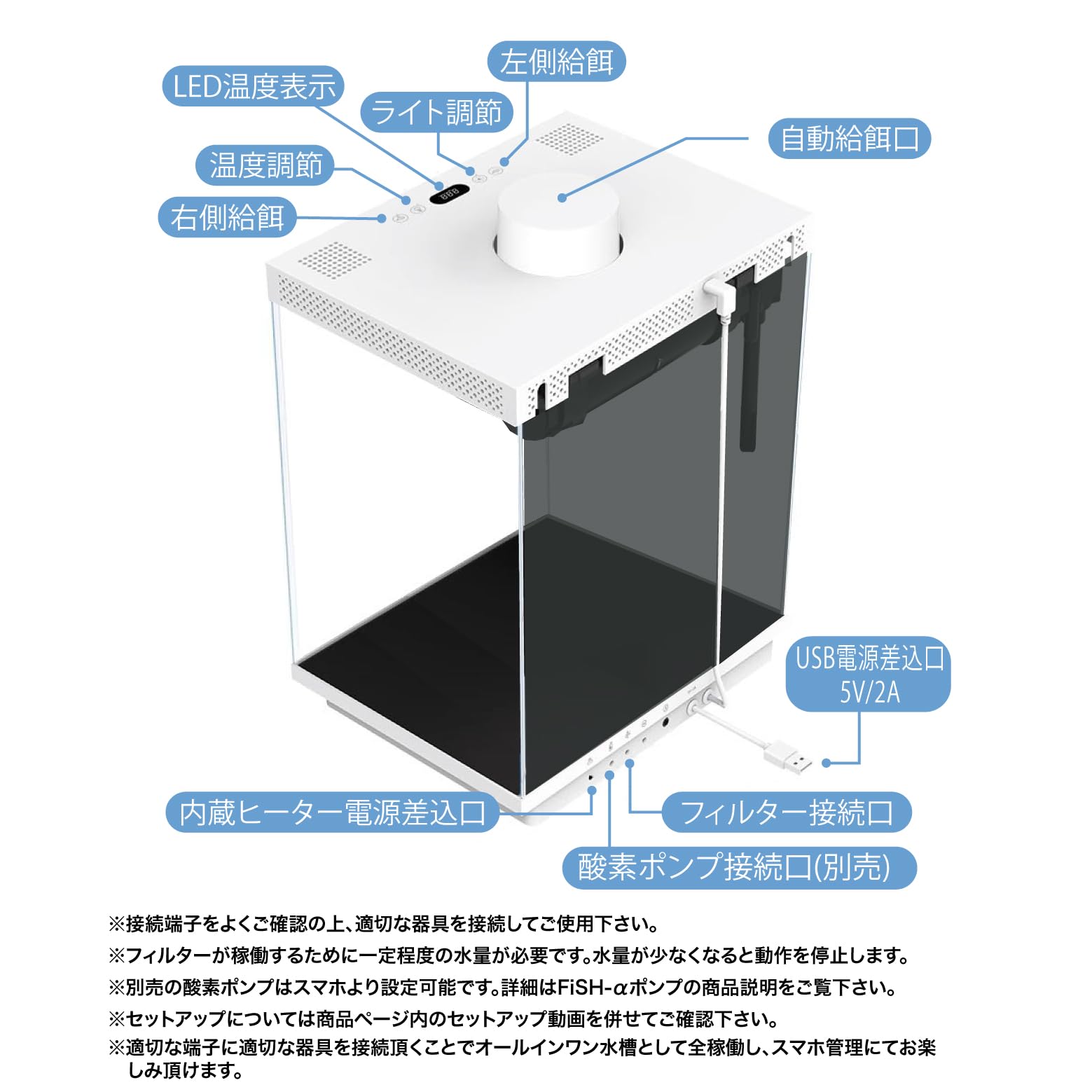 Amazon | 小型 オールインワン スマート水槽 多機能水槽☆FiSH-α4 IOT