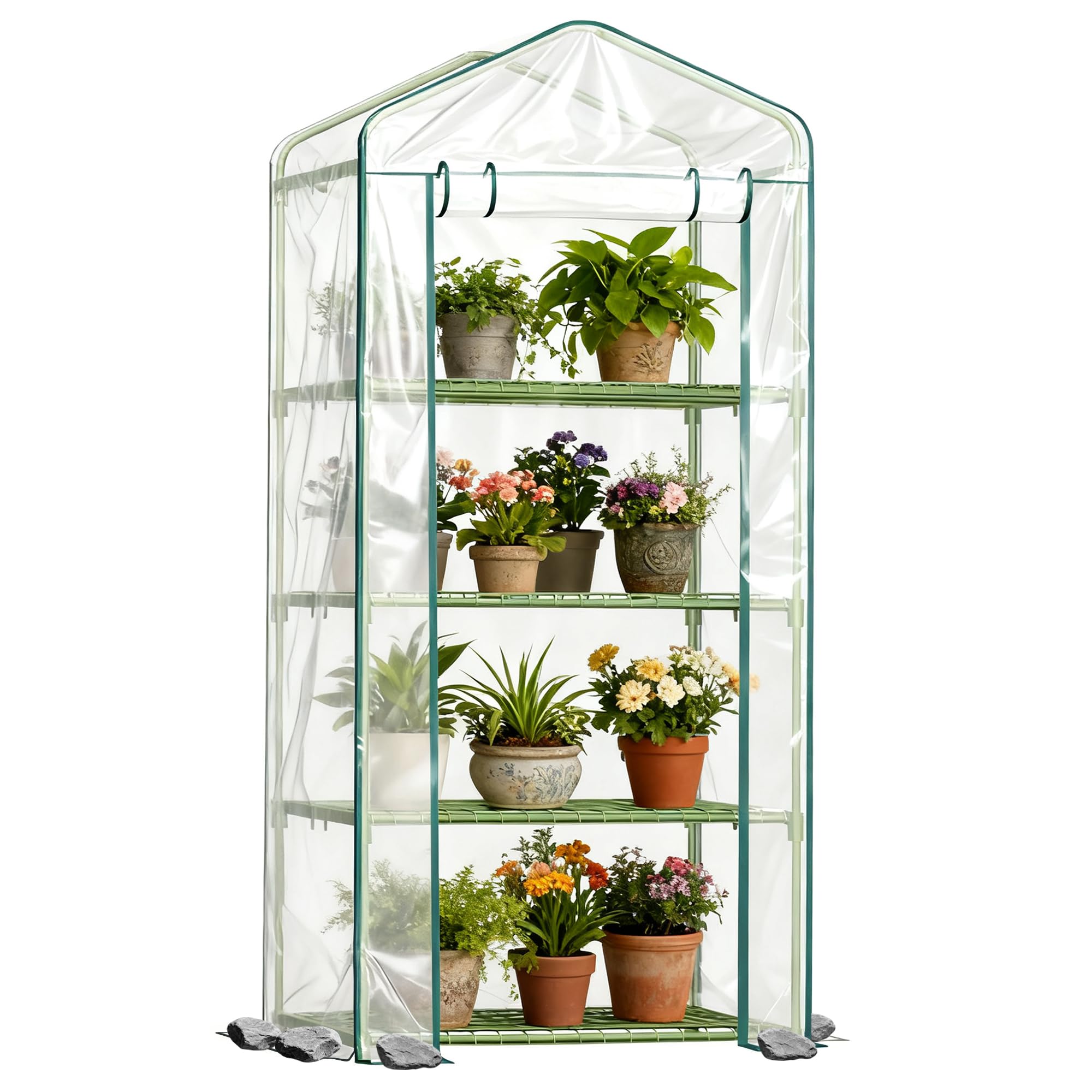Mini serre d'extérieur portable Twira à 4 niveaux avec bâche PVC et cadre métal