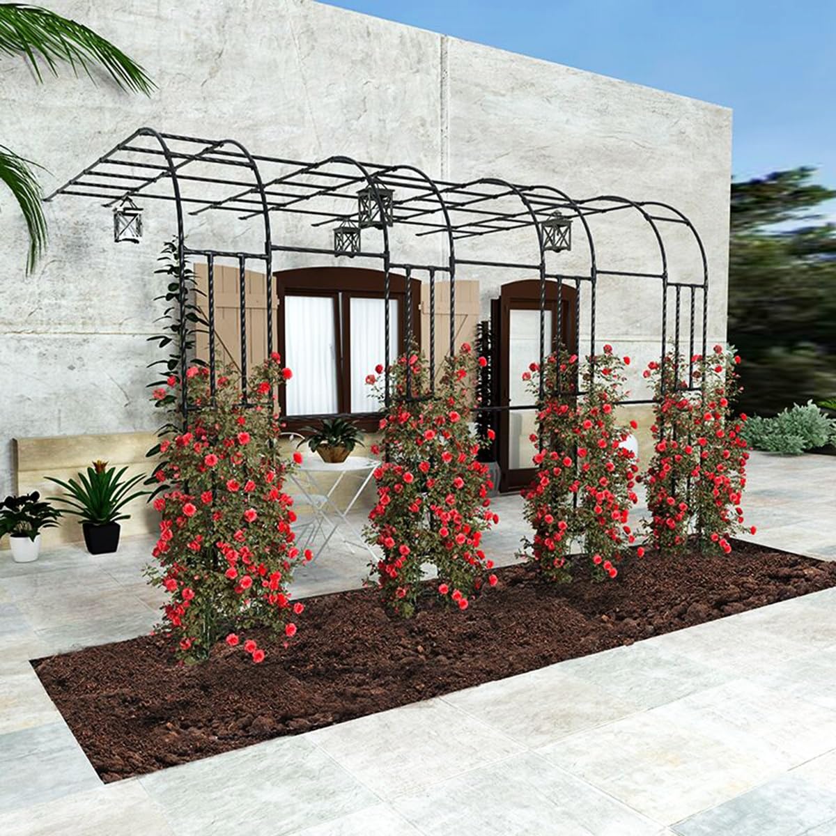 Arco per Rose, Archetto da Giardino, 270 220 180 60 90 120 150 240 cm Semiarco Traliccio per Rampicanti, Supporto in Acciaio, Resistente alle Intemperie Archi(Nero,WxH 150x240cm)