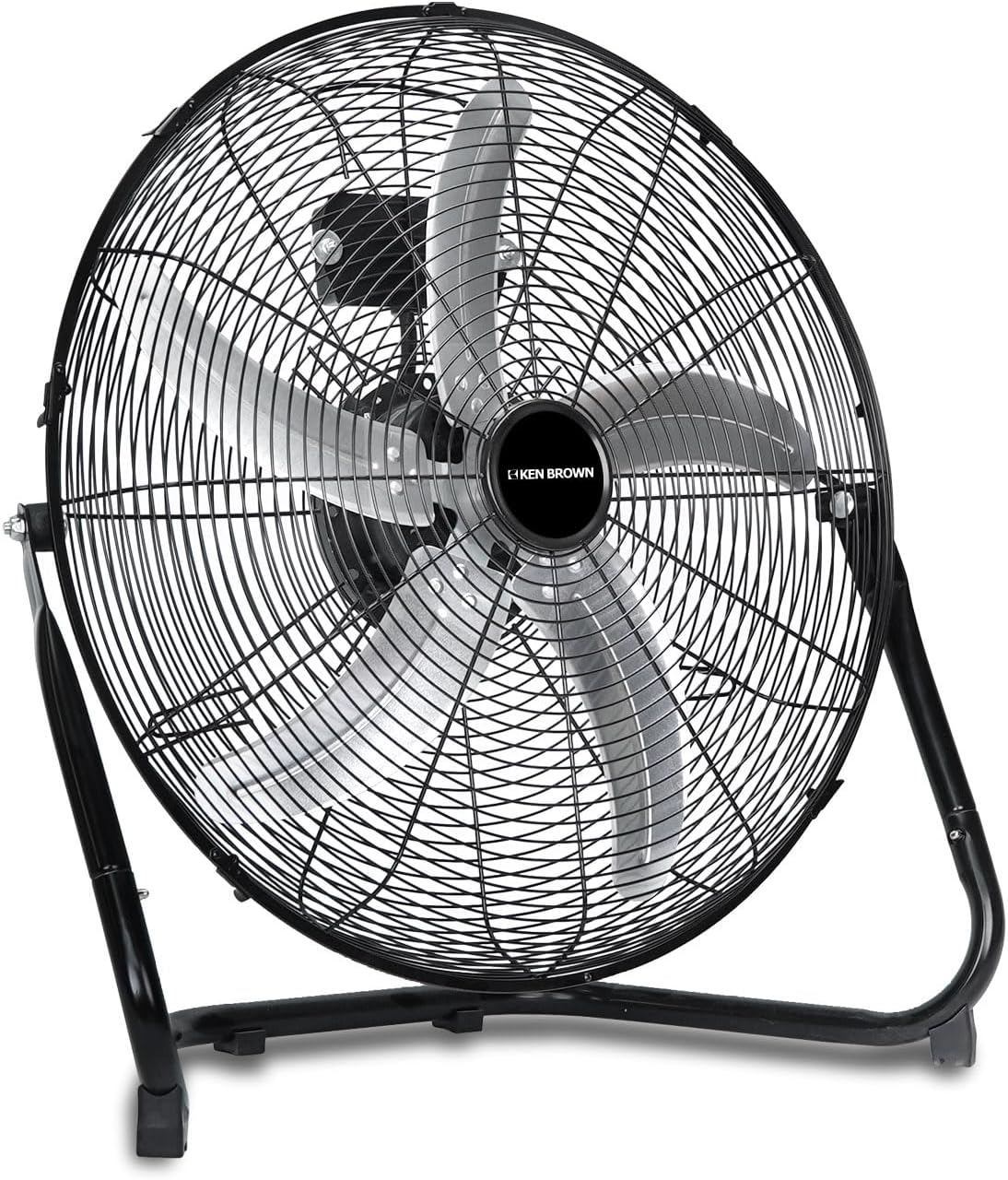 Product image of KEN BROWN 20 Inch High Velocity Floor Fan, Industrial Metal Fans, 3 Speed, 5 Aluminum Blades, 360° Tilt, Heavy Duty, for Shop, Garage, Warehouse, Outdoor