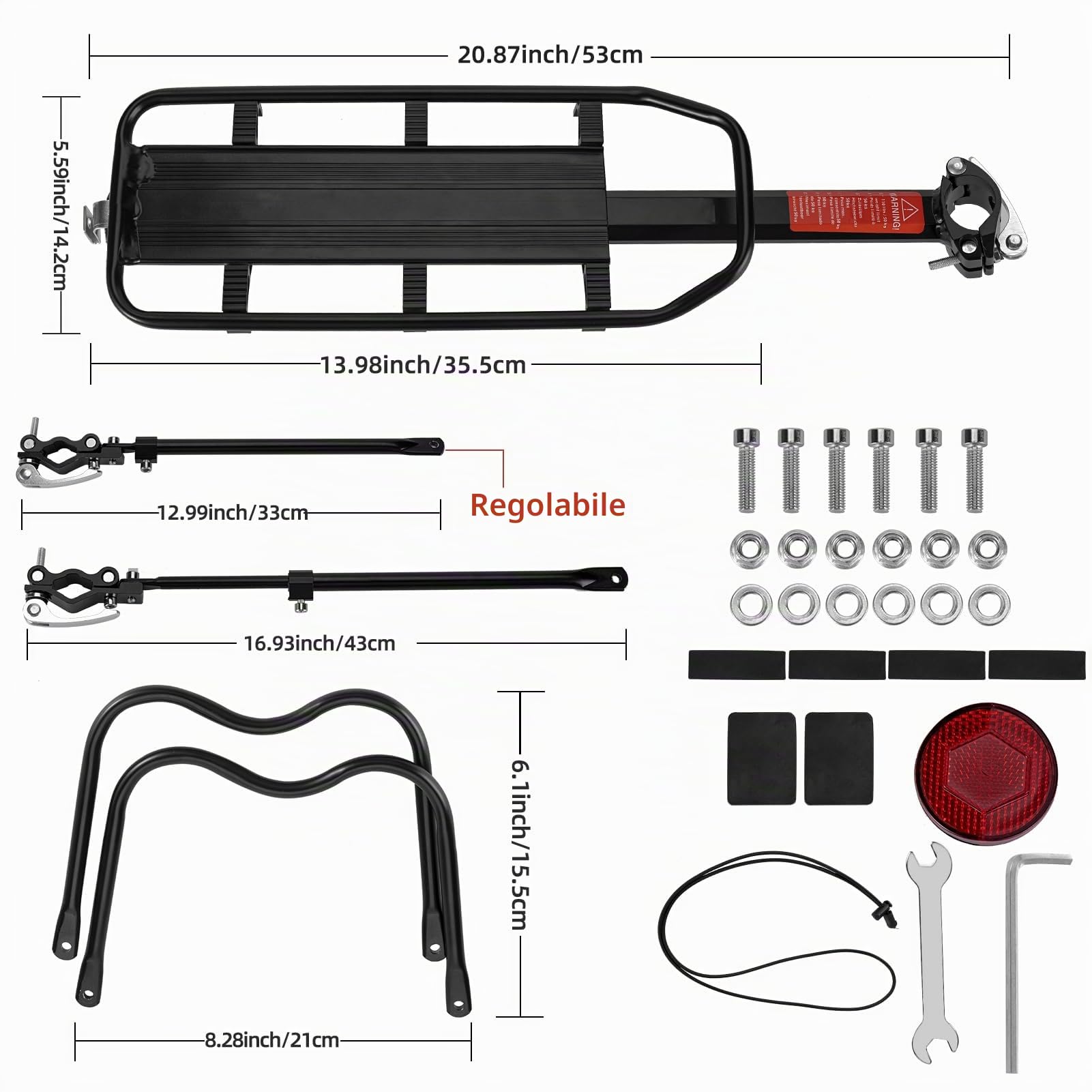 ROCKBROS Borsa Bici Posteriore Laterali 100% Impermeabile 23L + Portapacchi Bici Alluminio per Bici MTB 24-29 Pollici