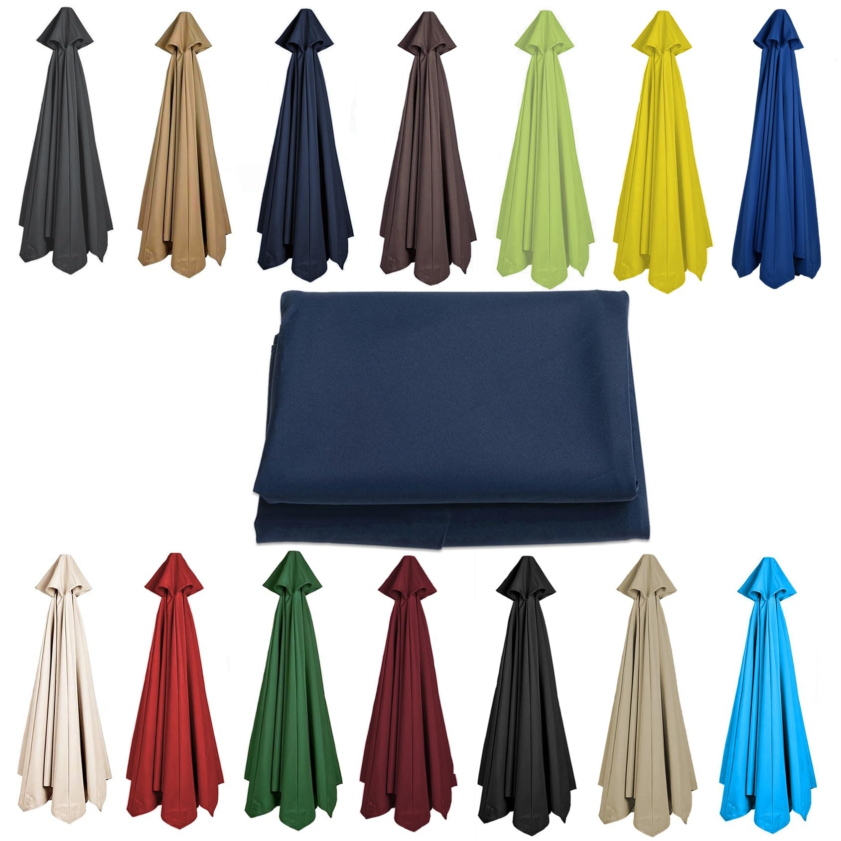 CMJYMX 200CM 2.7M 300CM Umbrella Replacement Parasol Canopy, UV50+, Waterproof, 6/8 Ribs Sun Umbrella Replacement Cloth Garden Canopy Cover Replacement Cover(Color:Navy blue,Size:8 ribs-2.7m(8.8ft))