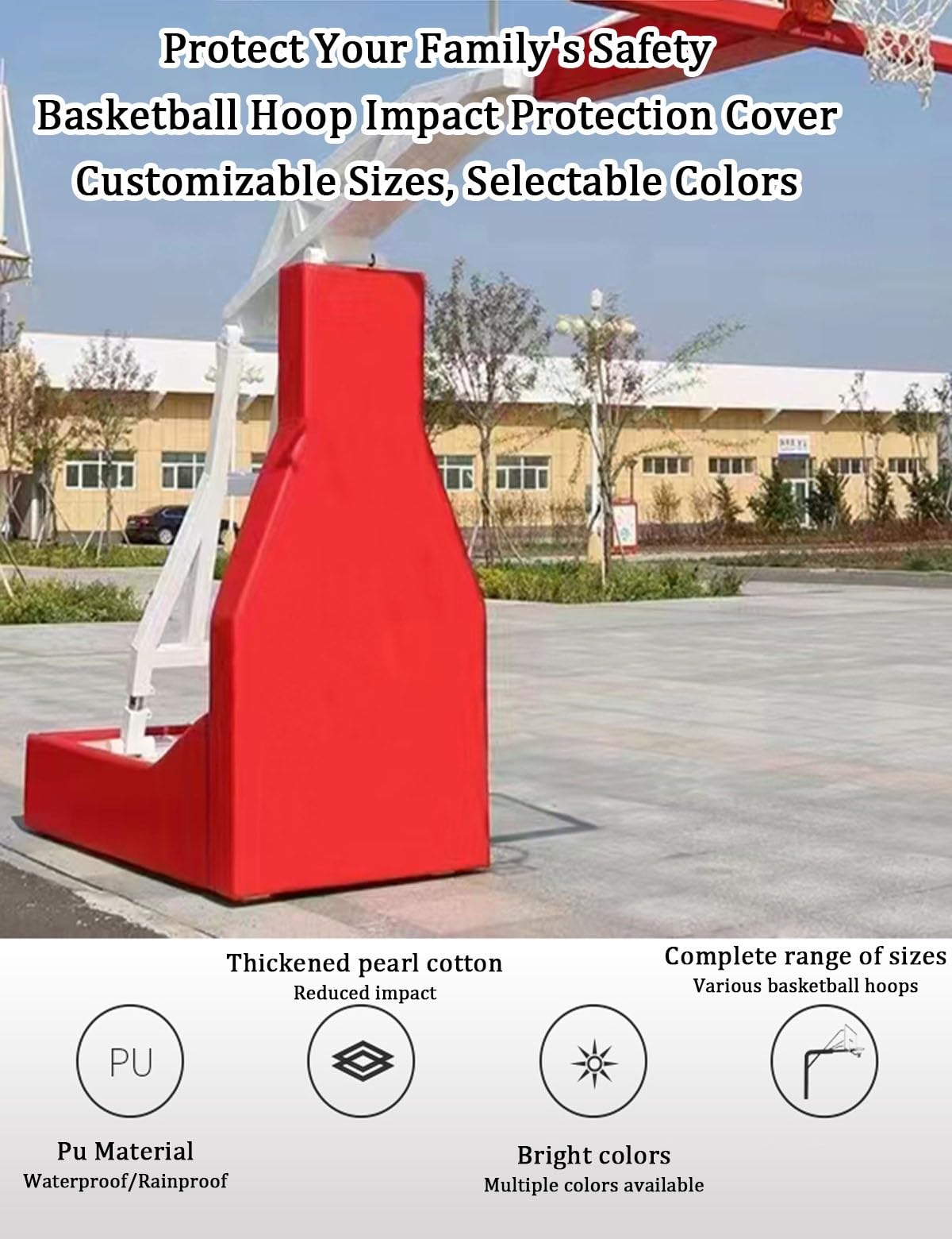 Acolchado para bastón de baloncesto para protección de jugadores, acolchado protector resistente a la intemperie para postes de garaje y parque infantil
