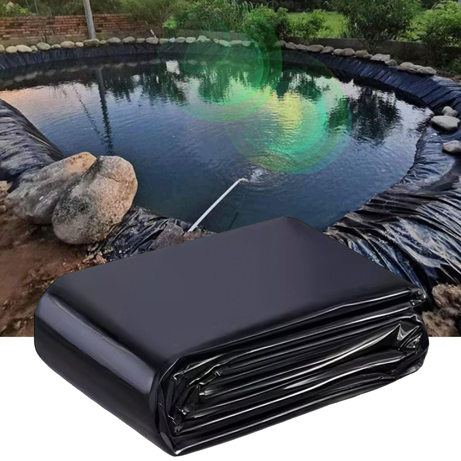 Flexible Pond Liner - HDPE Membrane Large Garden Ponds Lining Durable Impermeable Film For Fish Pools，Fountains，Aquaculture(32.8x39.3ft 10x12m)