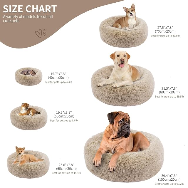 Foto 4 de 7 de BVAGSS Cama de Felpa Deluxe Plush Redonda de Pelo Nido de Donut para Mascotas Deluxe para Gatos y Perros…
