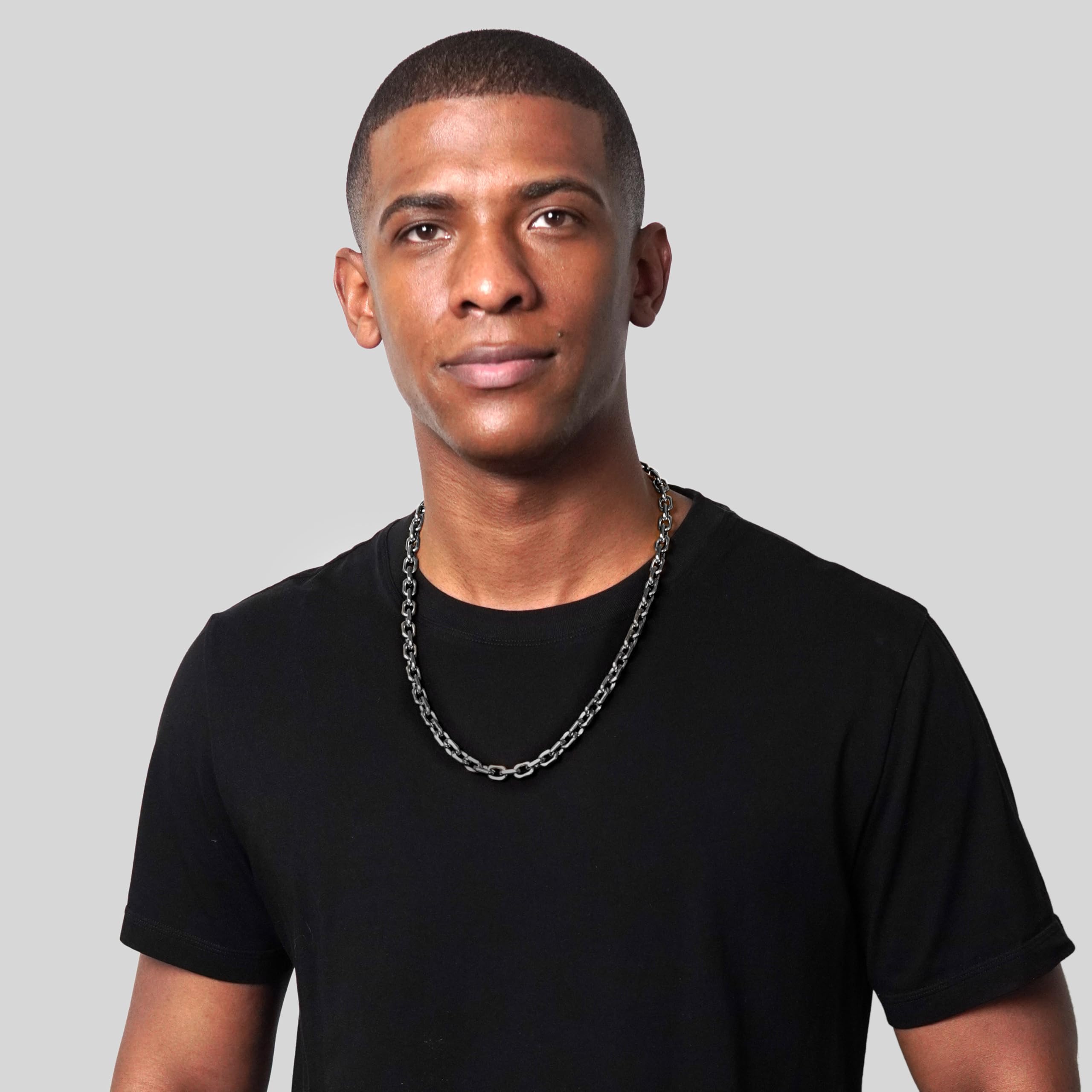 Invicta Jewelry Men's Beveled Edge Rectangular Link Chain Necklace (8.5mm) - 24"