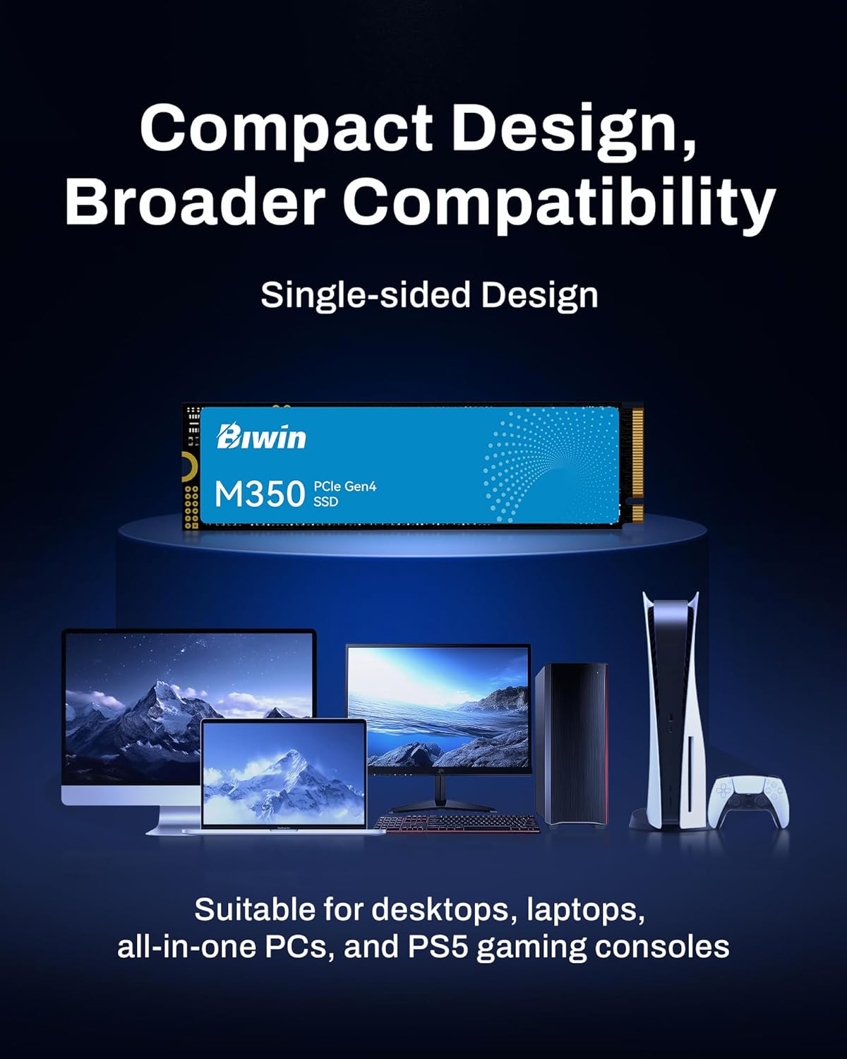 BIWIN M350 NVMe Gen4 SSD 2TB, PCIe 4.0, M.2 2280, Read Speeds Up to 6000MB/s, Internal Solid State Drive for Laptop and Desktop PC - BM350NN02TB-RGX