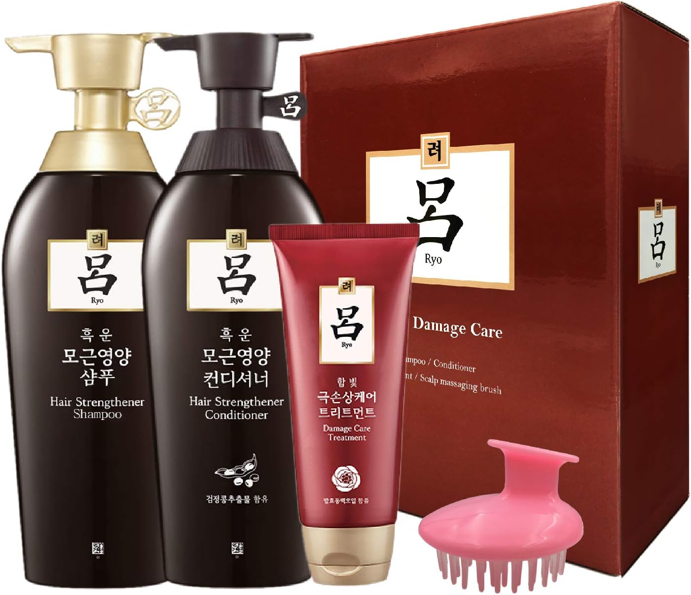 Ryoe Heukwoon Root Volume Shampoo, Conditioner, Scalp Massaging brush set