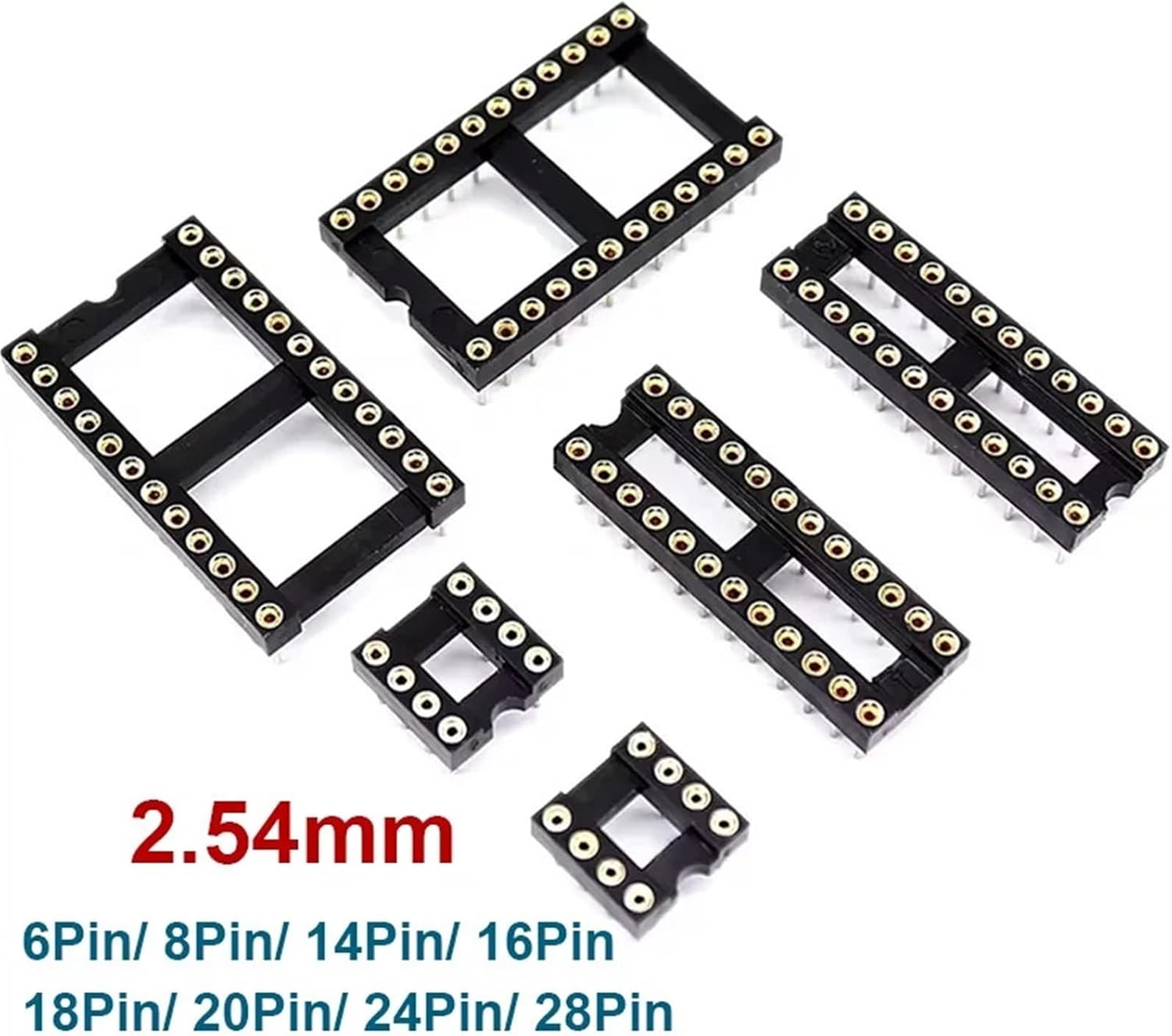 10PCS Circular IC Socket DIP6 DIP8 DIP14 DIP16 DIP18 DIP20 DIP24 DIP28 2.54mm Pin Connector Socket 6 8 14 16 18 20 24 28 Pin(DIP20pin-10PCS)