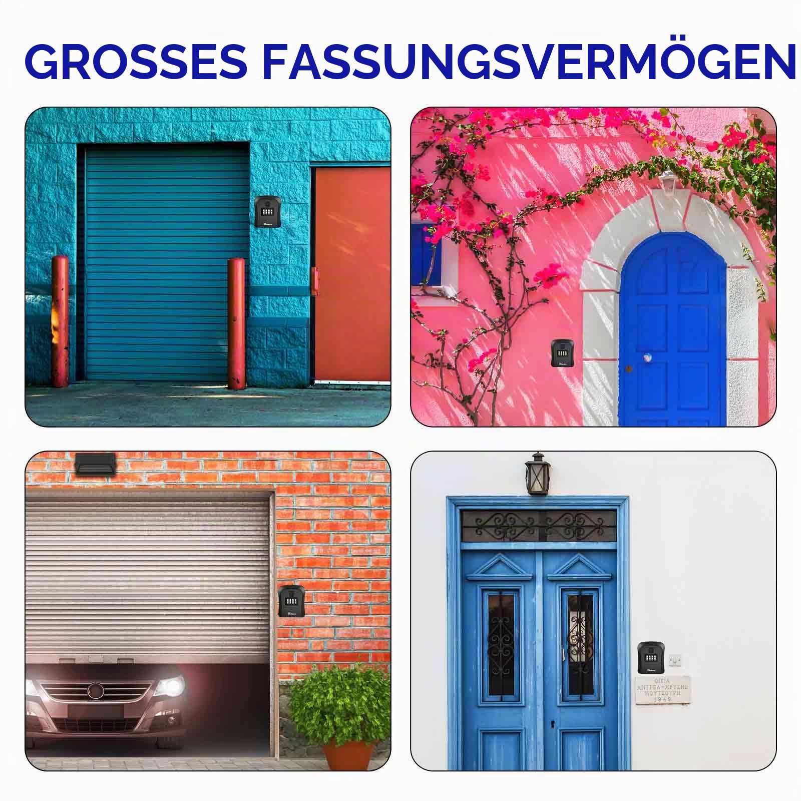 Schlüsselschlossbox, wasserdicht, 4-stellige Zahlenkombination, Wandhalterung, zurücksetzbarer Schlüsselversteck, verbesserte große Kapazität, Passwortbox für Hausschlüssel, Autoschlüssel, Ausweise
