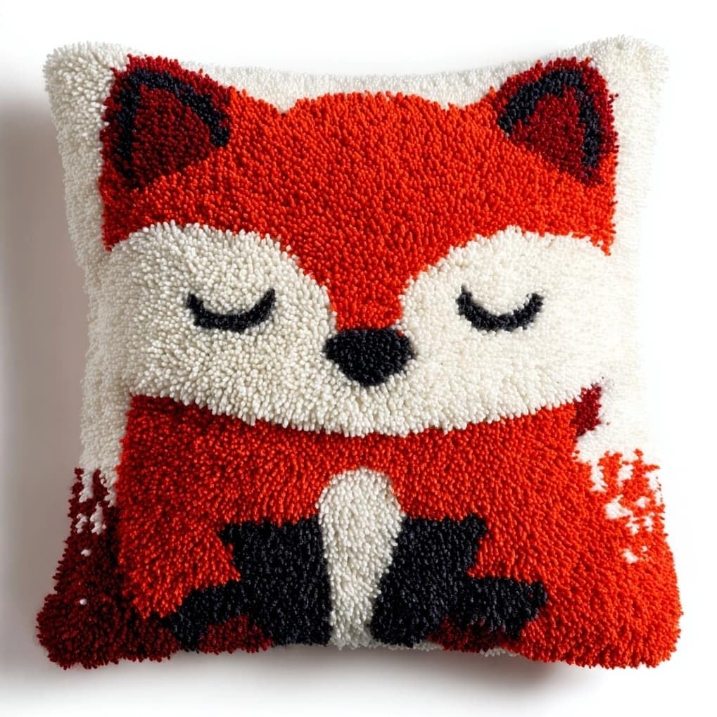 AxiangziK Beginners DIY Crochet Pillow Kit,Cartoon Fox