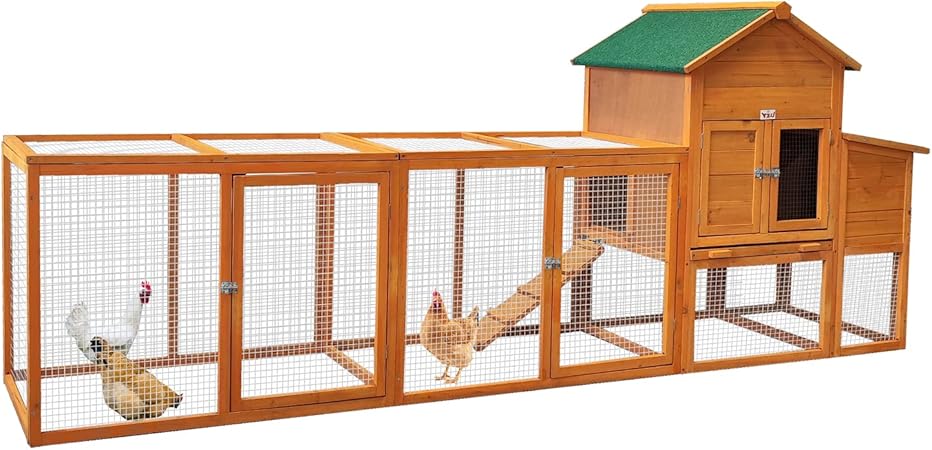 Large Chicken Coop with Run, Wooden Hen House for 2-6 Chickens,Poultry Pet Hutch with Nesting Box