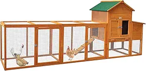 Large Chicken Coop with Run, Wooden Hen House for 2-6 Chickens,Poultry Pet Hutch with Nesting Box