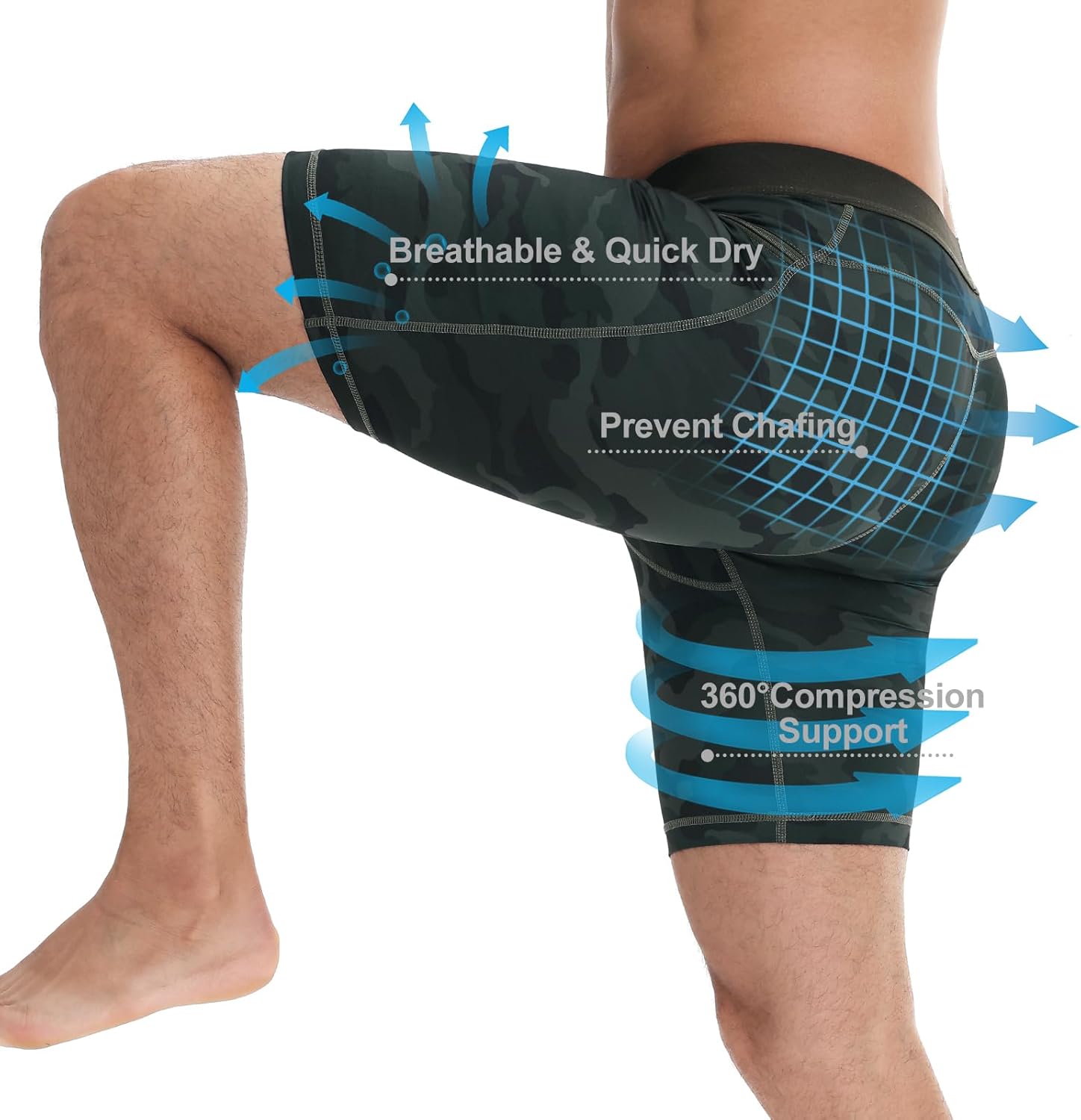 Men's Compression Shorts with Zipper Pocket Running Workout Athletic Underwear Spandex Sport Shorts - Image 5