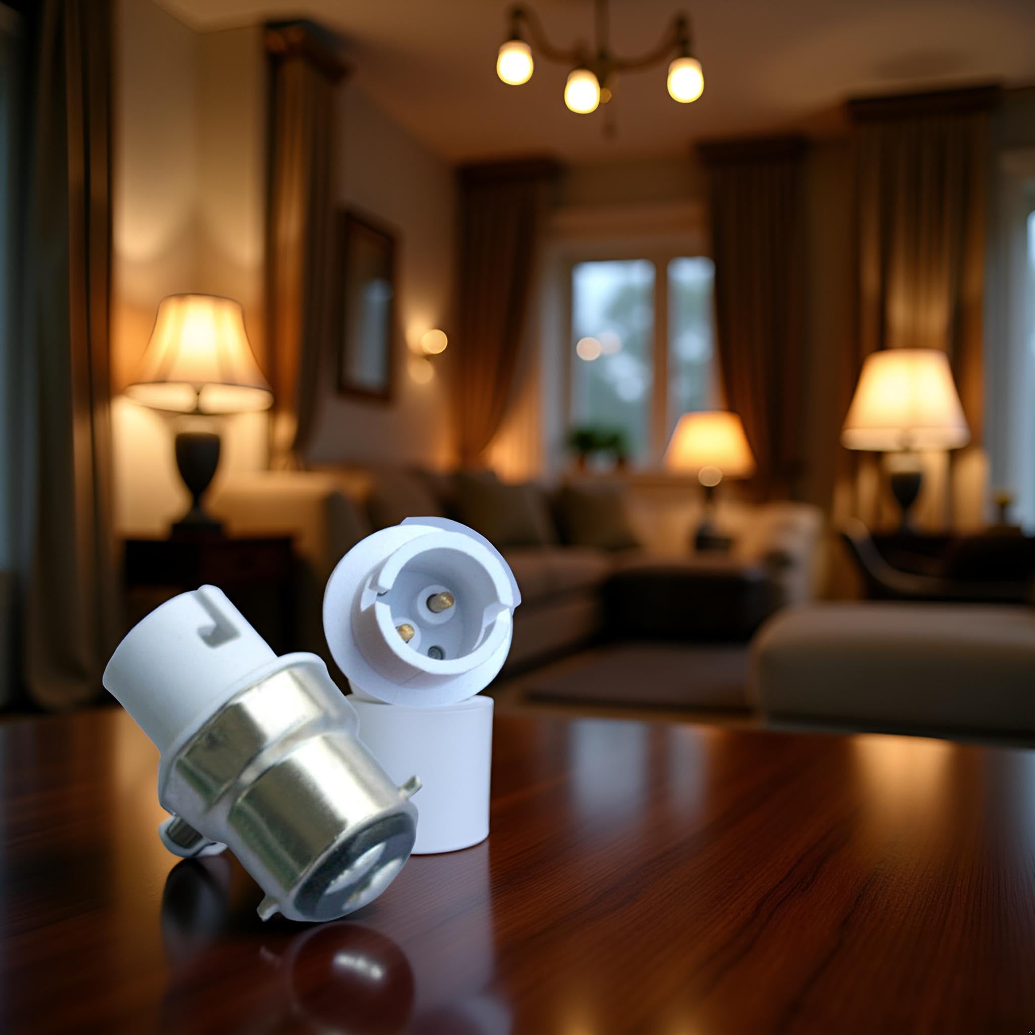 Zhhuoc 2 Pcs B22 to B15 / BA15D / B15D Halogen or LED Bulb Adapter Lamp Socket Light Bulbs, White - Image 4