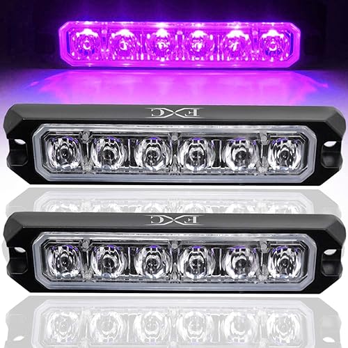 FXC Purishion - Juego de 2 luces LED estroboscópicas de emergencia, impermeables, con barra de precaución, 16 patrones intermitentes para automóvil,