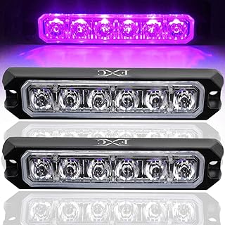 FXC 2pack 6-LED Strobe Light Purple Waterproof Emergency Beacon Flash Lights,Purishion Caution Bar 16 Patterns Flashing Car SUV Pickup Truck Van Vehicle POV