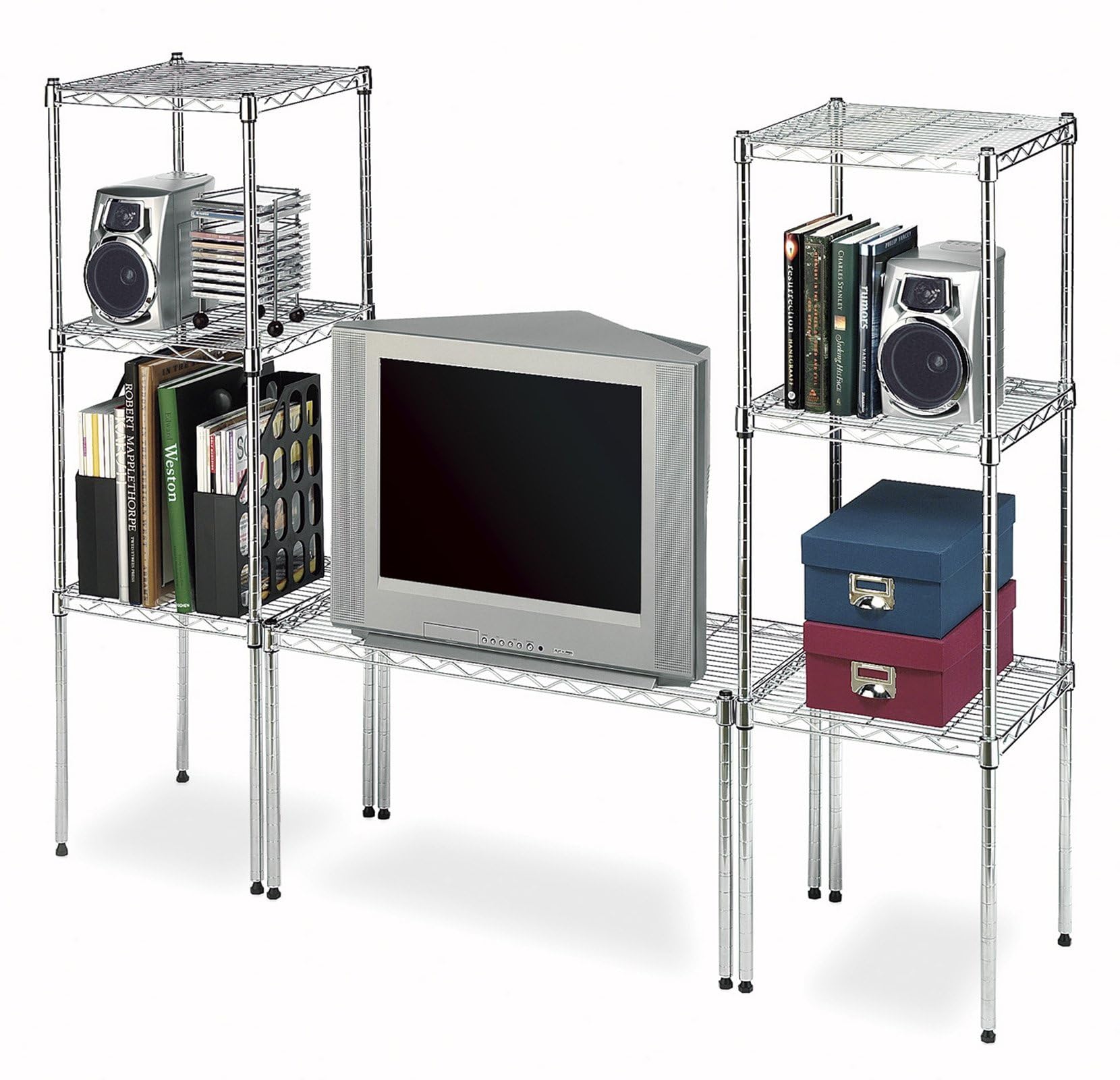 Whitmor Supreme Stapelregal, 1 Etagen, Draht-Metall, Aufbewahrungs-Organizer, 38,1 x 35,6 x 38,1 cm (L x B x H), Chrom