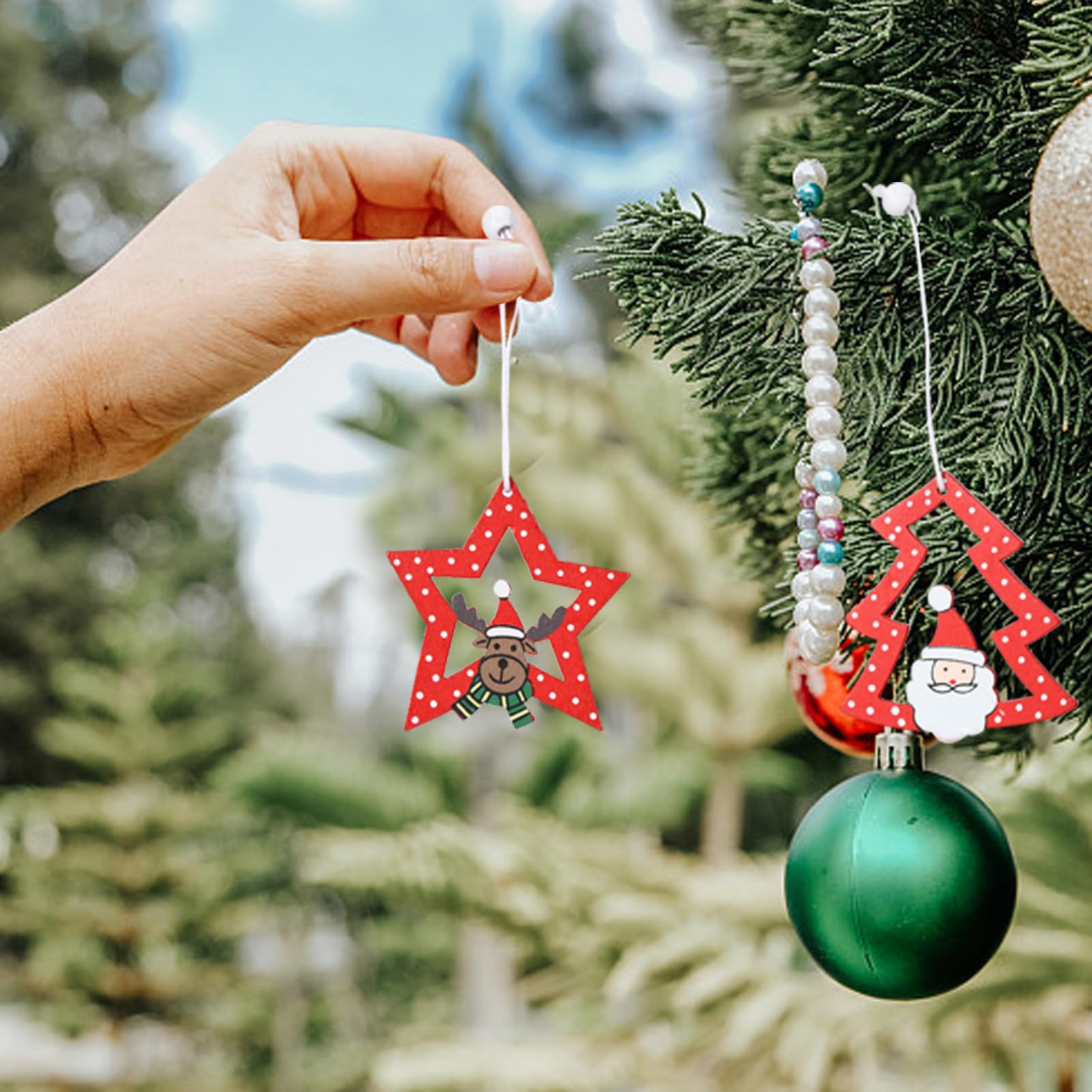 Amazon.co.jp: クリスマス吊り下げ木製オーナメント - 吊り下げ