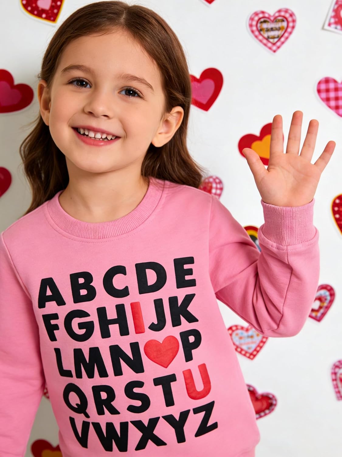 Mrocioa ABC I LOVE U Sweatshirt Toddler Boys Girls Shirt Kids Valentine's Festival Outfit Long Sleeve VDAY Tops - Image 4
