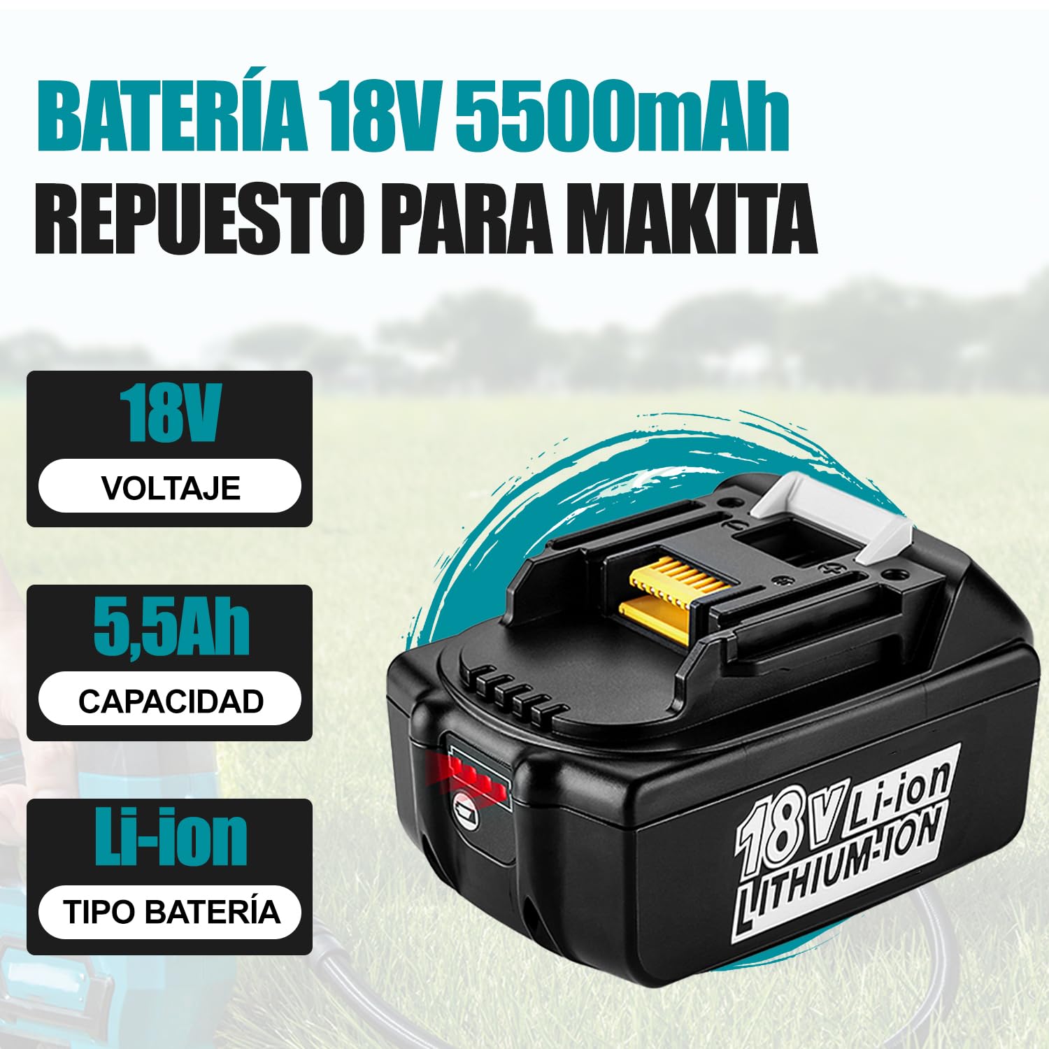 Batería de 18 V y 5,5 Ah con Cargador para Makita