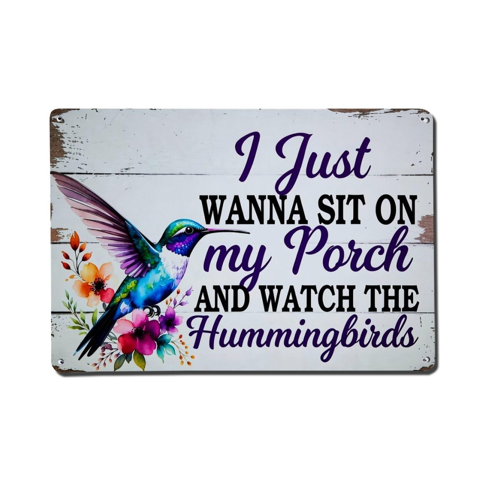 Bliveurn Vintage Hummingbird And Floral Quote Sign Retro Metal Tin Sign, Metal Poster For Home, Gaming Room, Studio Workshop,Bar,Garage Wall Art Decor 8X12 Inch