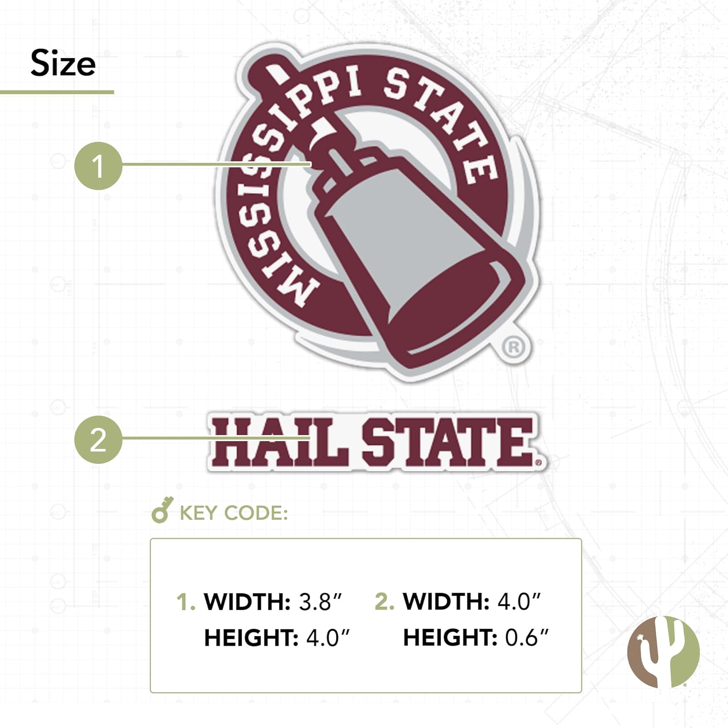 Desert Cactus Mississippi State University Sticker Mississippi State Bulldogs Vinyl Decal Laptop Water Bottle Car Scrapbook Sheet (4 Inch Set V1) - Image 4