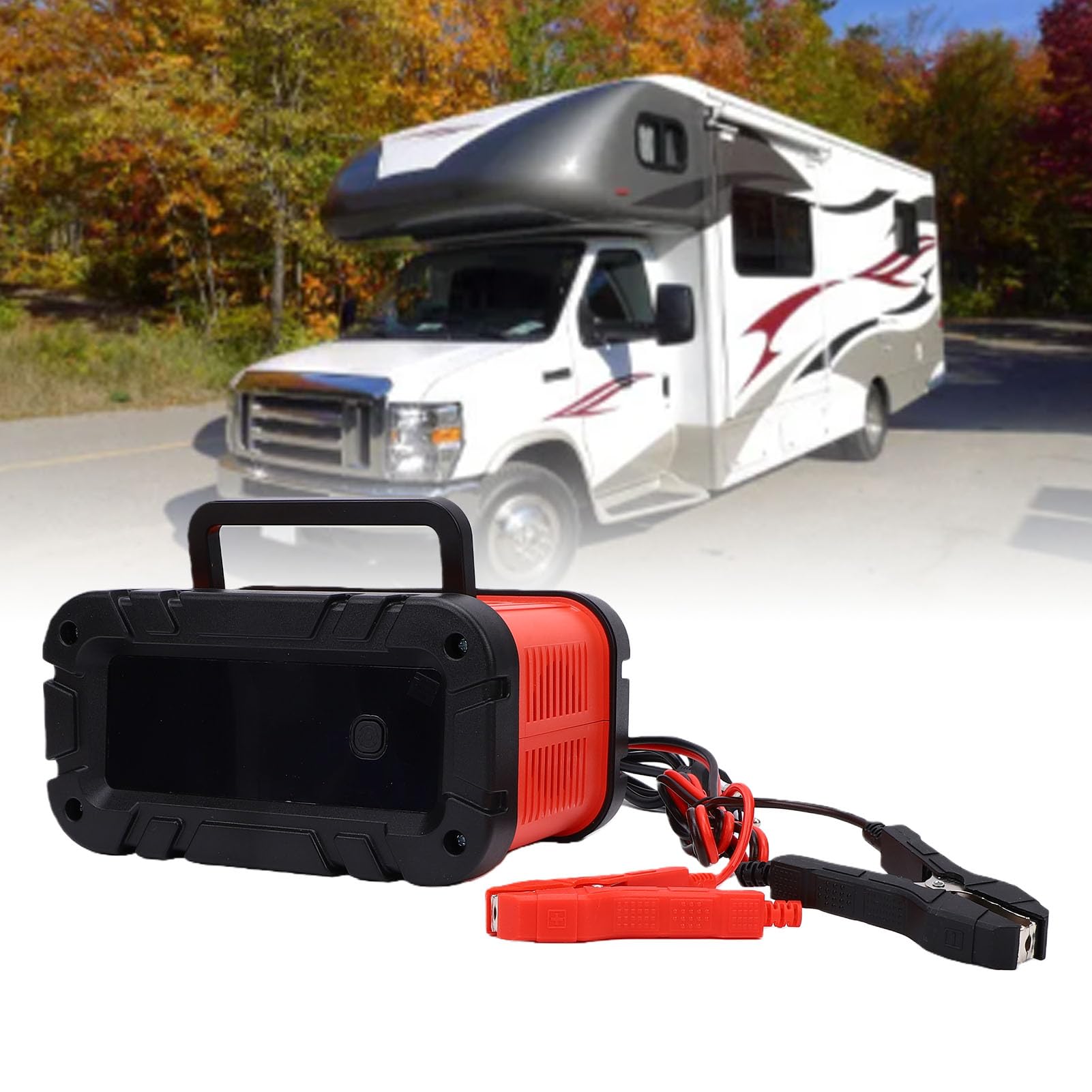 Acouto Caricabatteria Intelligente 12V 24V Manutentore Caricabatteria Automatico per Batteria LiFePo4 per Camion, Moto, Barca,