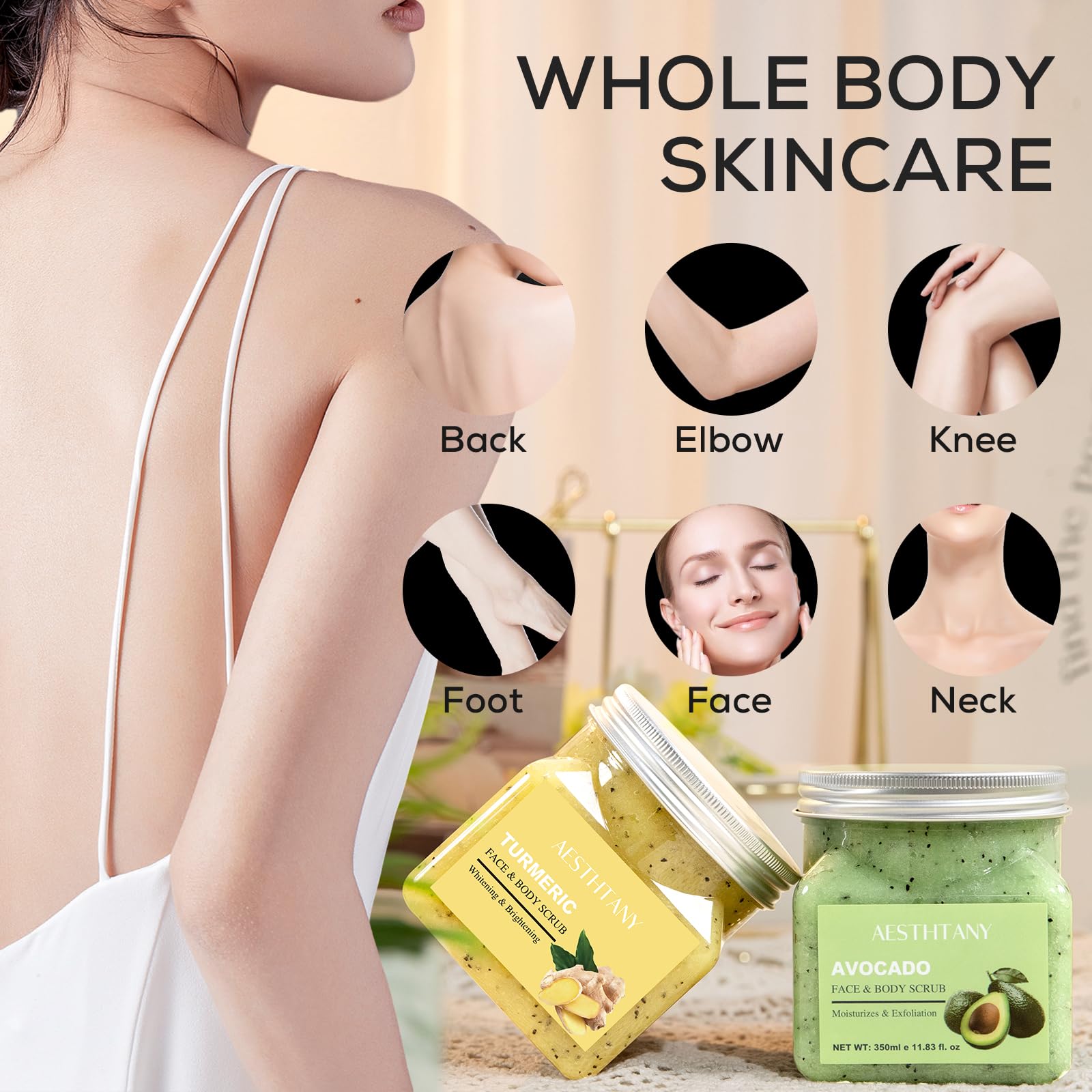 O'KADY Turmeric Body Scrub,Body Exfoliator Scrub,Lighten Hyperpigmentation,Remove Skin Keratin and Oil,May Help Improve Skin Roughness,Body Skin Care 350ML - Image 4