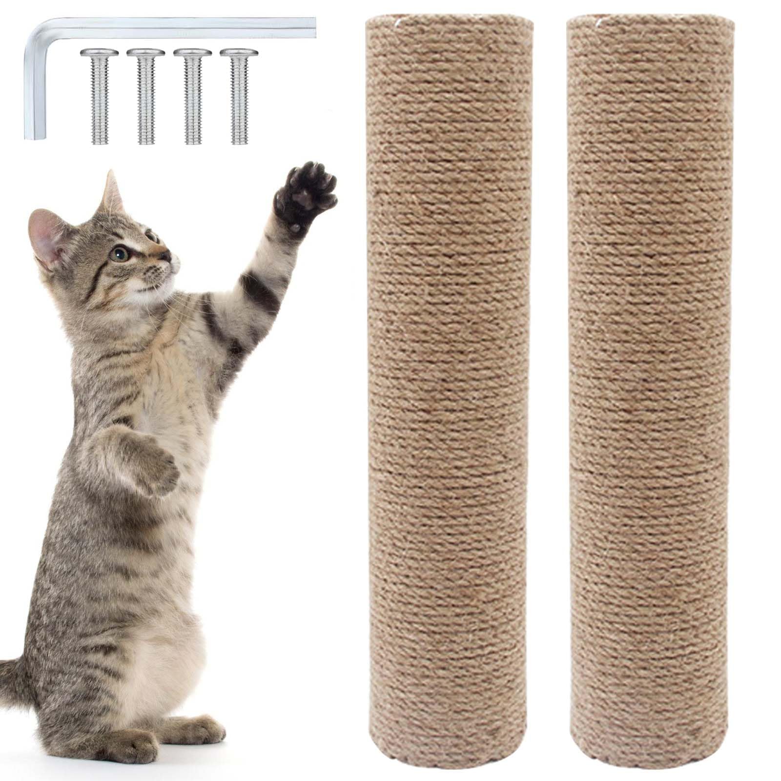 2 rascadores de repuesto para gatos, longitud de 40 cm, árbol rascador de sisal natural, columna rascador con tornillos M8, piezas de repuesto para renovación, manualidades