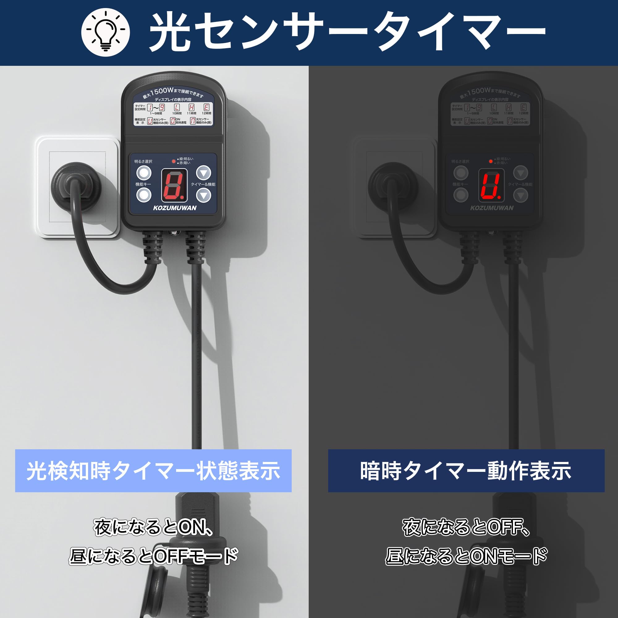 Amazon.co.jp: タイマーコンセント 消灯時間設定 自動点灯 ガーデン