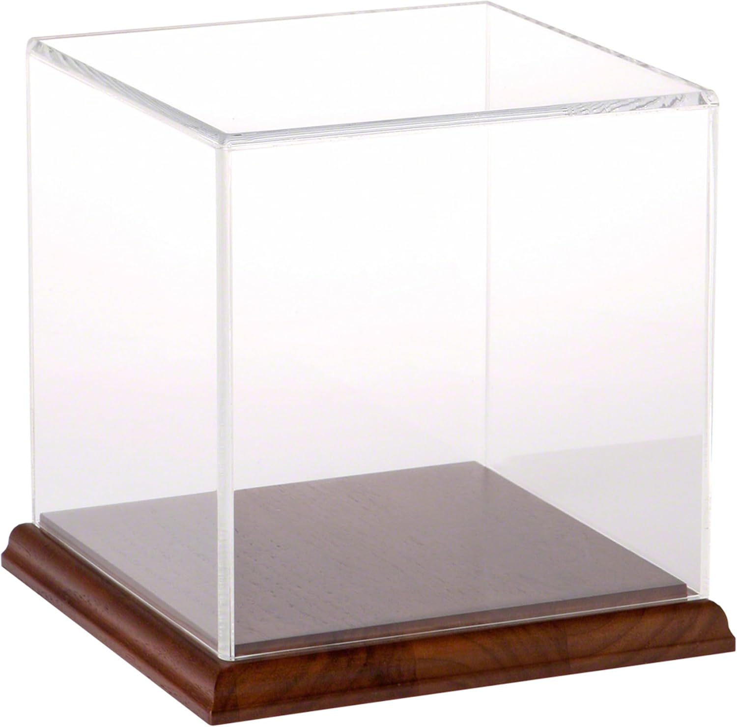Plymor Clear Acrylic Display Case with Hardwood Base, 6 x 6 x 6