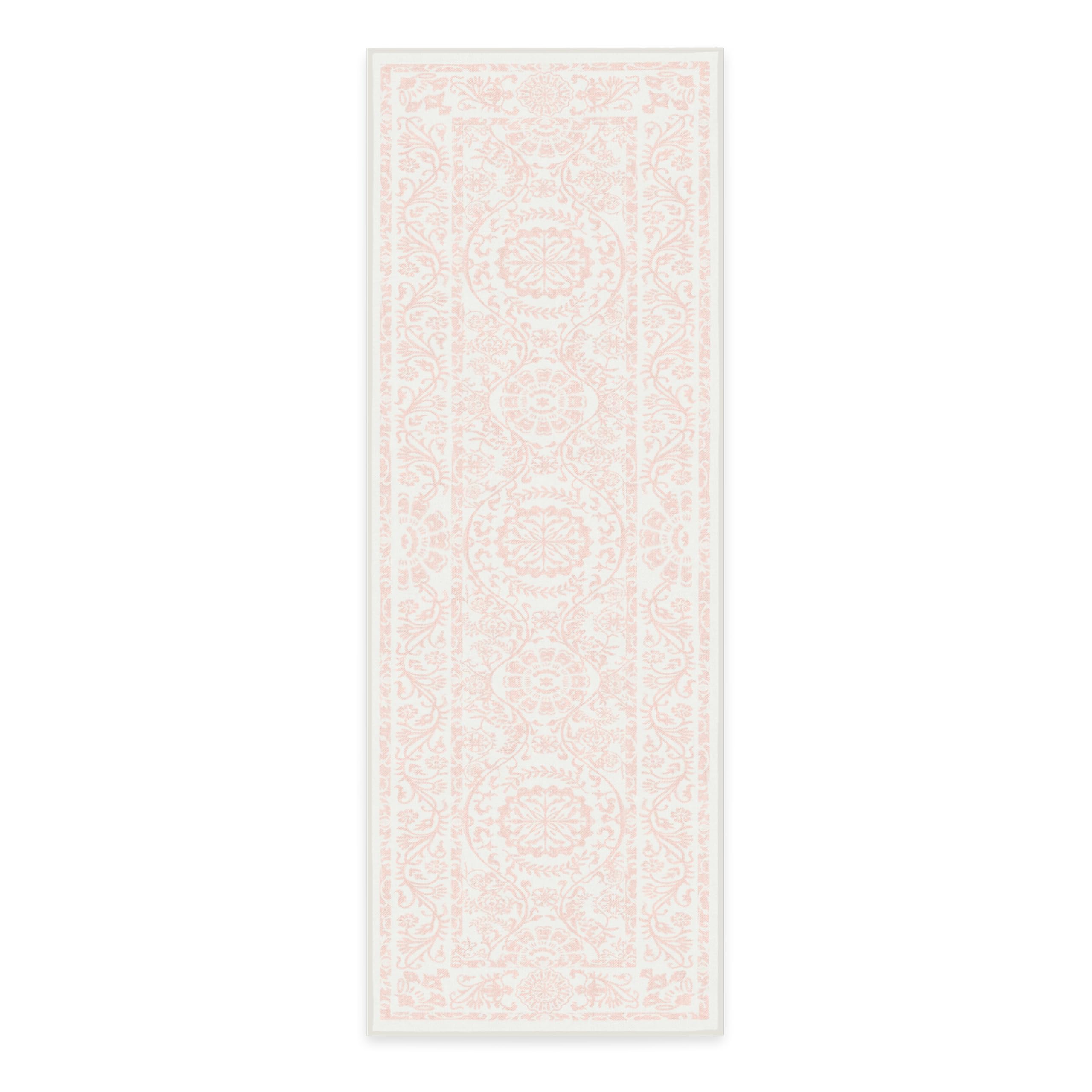 Ruggable Washable 2x7 Runner Rug, Delphina Powder Pink, Premium Rugs for Hallway, Kitchen, Entryway, Living Room, Bedroom, Office with Gripper Non Slip Pad