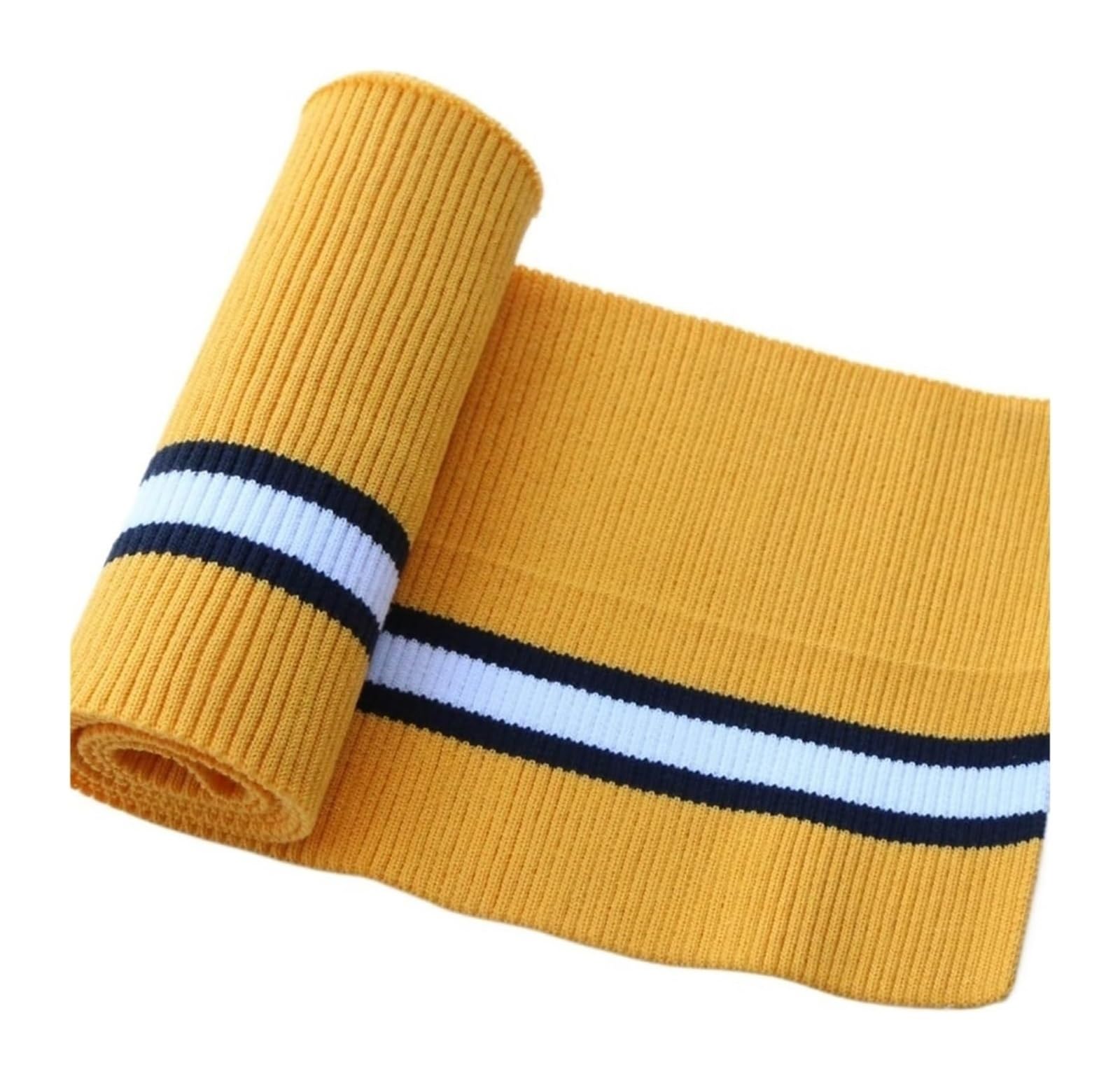 Knit Cuff, Cotton Spandex Elastic Ribbed Cuffs Stretch Knit Multicolor 80cm X 15cm(Yellow)