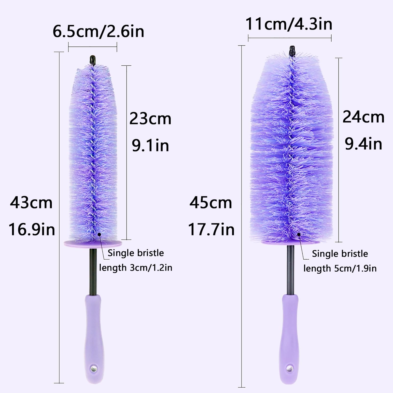 Felgenbürste Auto, Felgenreinigungsbürste, Spritzgeschütztes Design, Komfortabler Griff, für Felgen, Reifen, Räder & Auspuffendrohre(Large)
