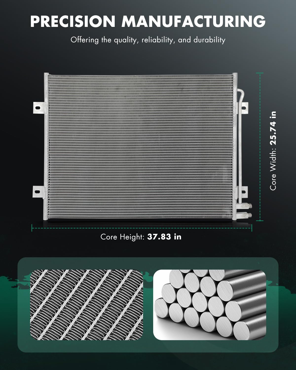 SCITOO 210RD418 AC Condenser Assembly for 1994-1996 1998-2000 for Mack for CH 1997-1998 for Mack for CH 10.0L 1994-1999 for Mack for CS200P Mid-Liner 6.2L 1987-1991 for Mack for RD 14.0L