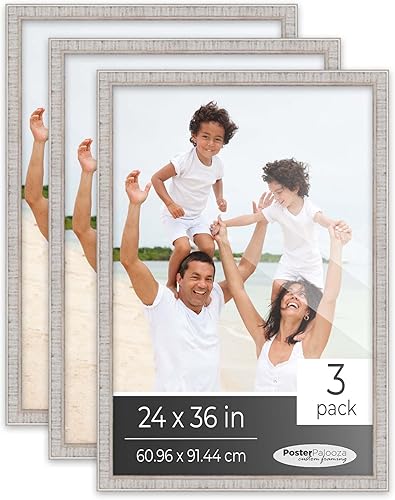Vista 100 de Juego de 3 portarretratos de 16 x 20 pulgadas, color blanco lavado, de madera de 16 x 20 pulgadas, para pared de galería, 3 marcos de 16 x 20 Blanco