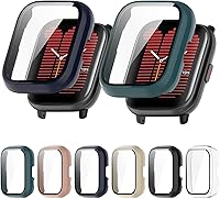 Vista 16 de Paquete de 6 fundas rígidas de policarbonato con protector de pantalla de vidrio templado compatible con Amazfit Active Smart Watch Bumper Guard