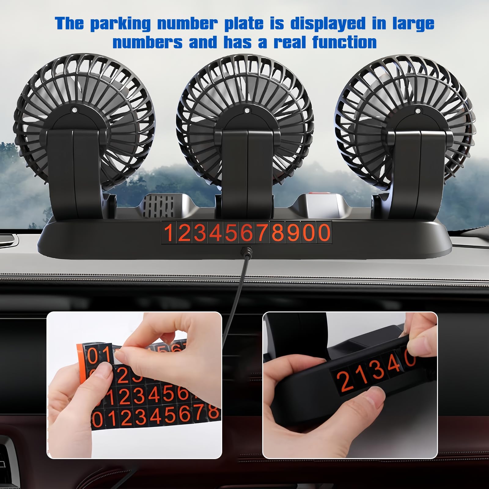 BORDEAG Ventilatore Elettrico Per Auto USB, ventilatore per sedile posteriore, ventola di rotazione a 360°, ventilatore da 12 V, ventilatore per auto, per camion Van Suv Rv