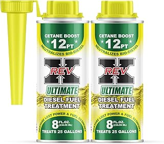 REV X Ultimate Diesel Fuel Additive (2 Pack) - Boosts Cetane, Fuel Economy, Cleans and Lubricates Fuel Injectors - 8 fl. oz. (Treats 50 Gallons)