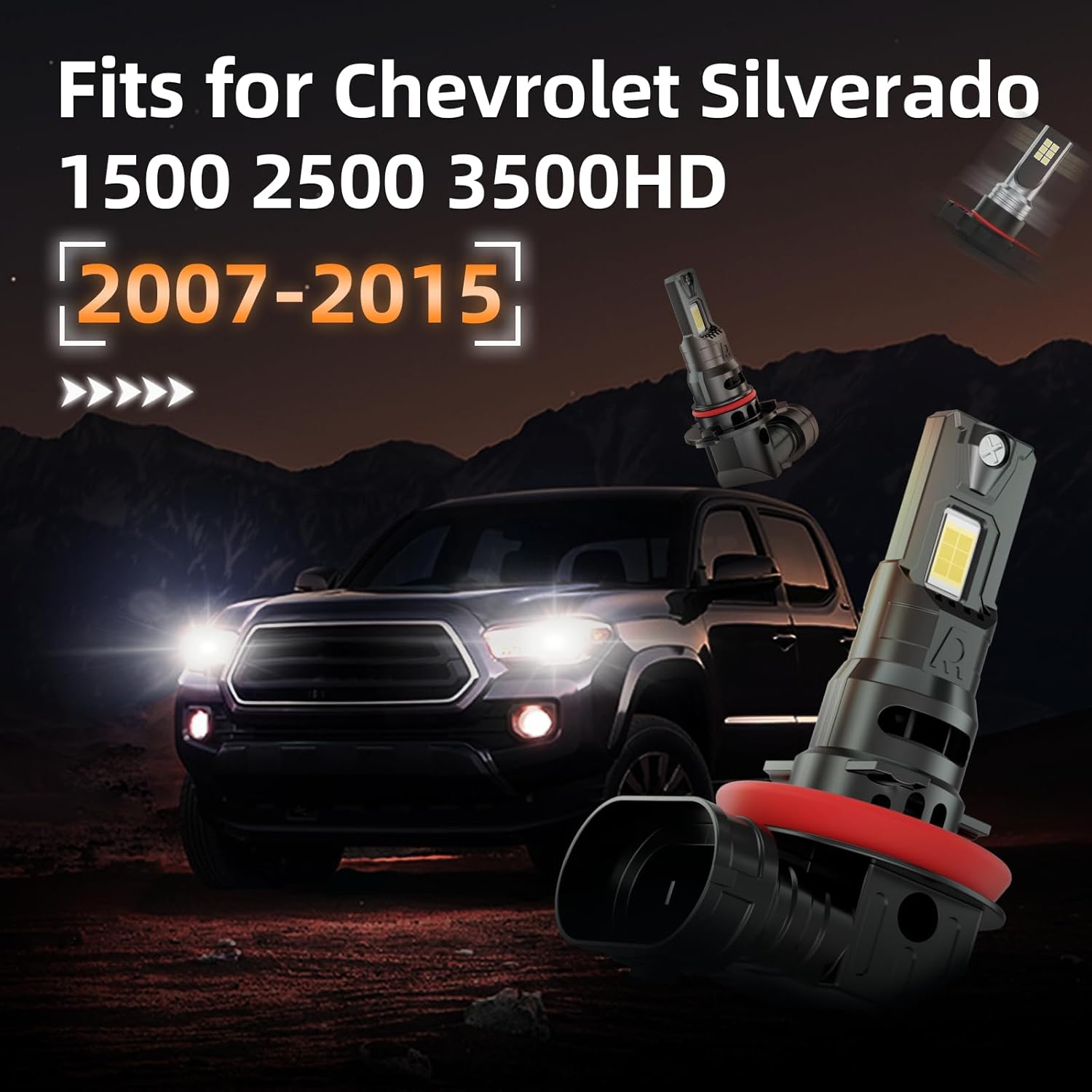 for 2007-2015 Chevy Silverado 1500 2500 3500HD Fog Lights Bulbs Combo, 6pcs Super Bright White Multi Beam and Fog Lights Blubs Package, 1:1 Size as Stock Bulbs, Plug and Play