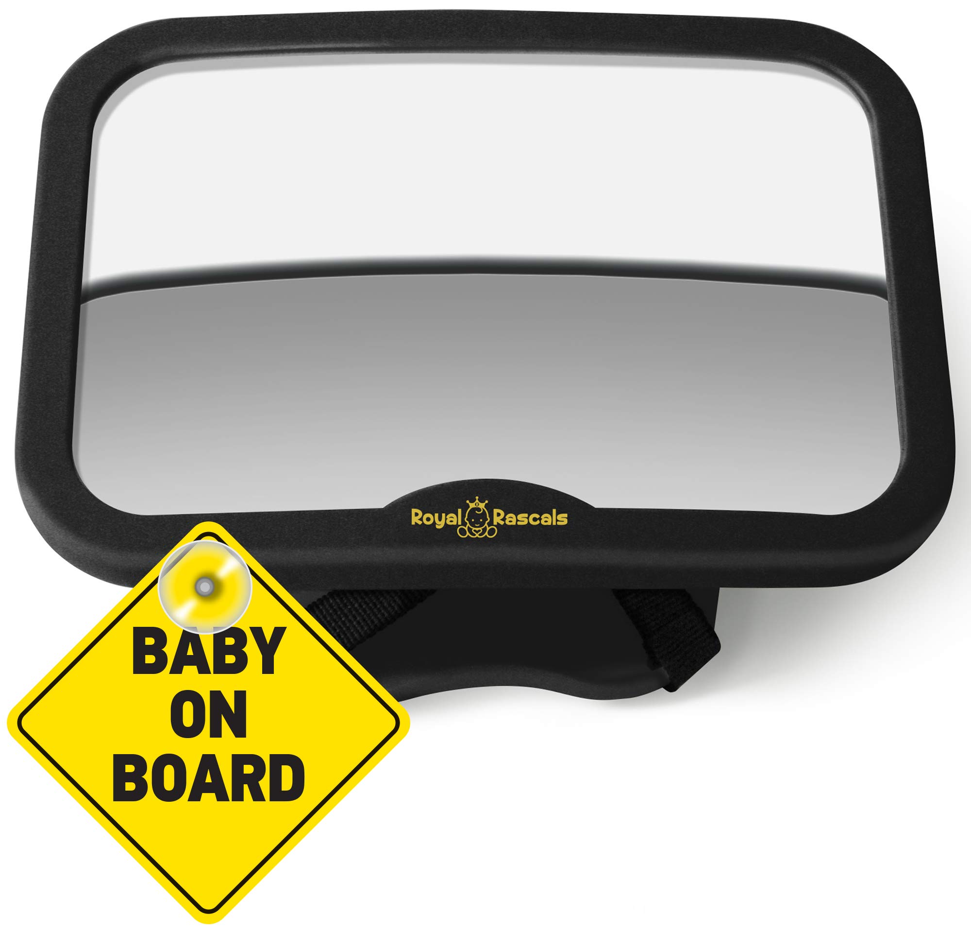 ROYAL RASCALS Baby Car Mirror for Back Seat Black Frame Safest