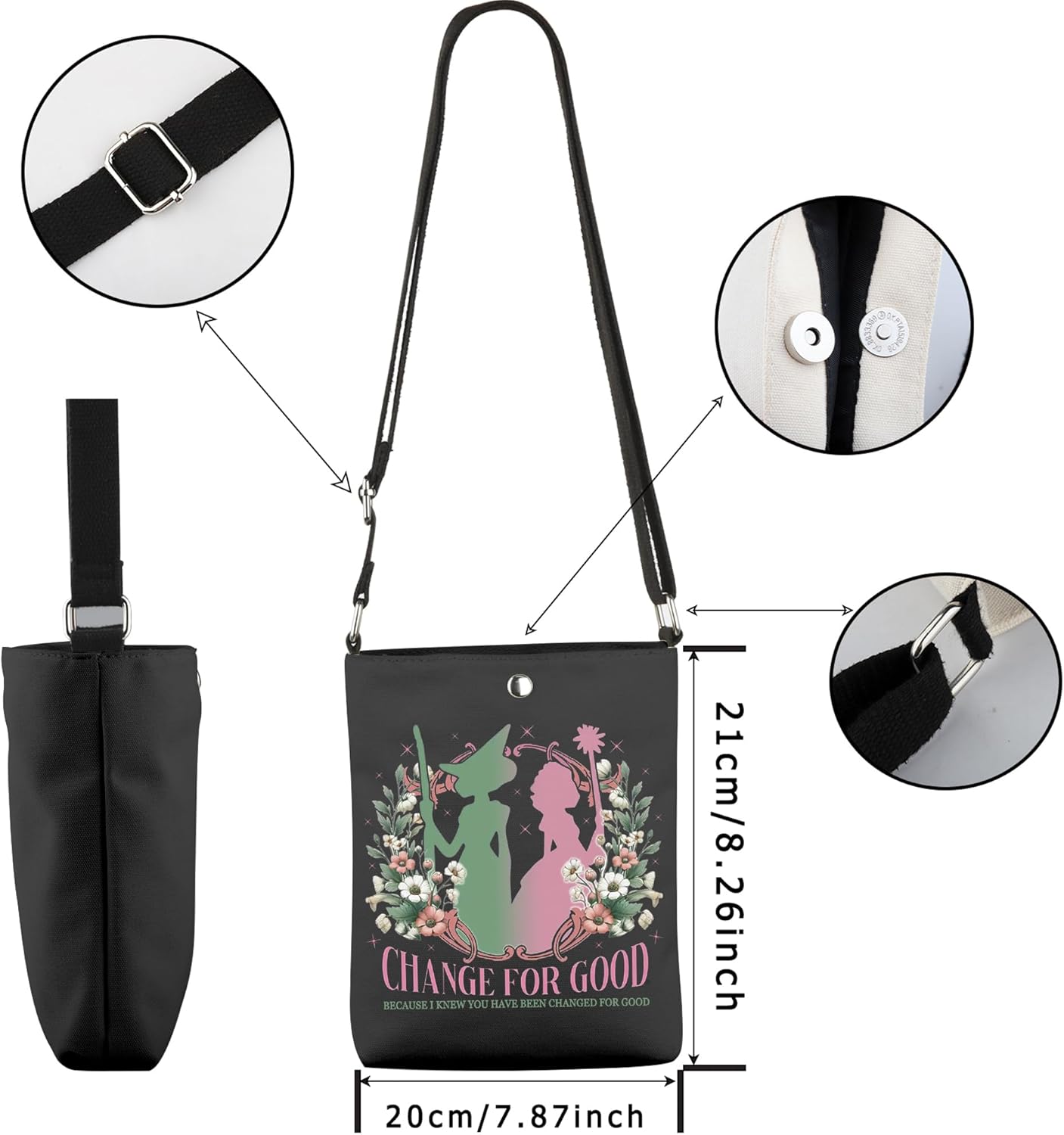 WCGXKO The Musical Gifts Musical Lover Gift Because I Knew You I Have Been Changed For Good Crossbody Bag - Image 4