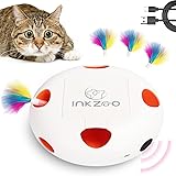 Cat Toys, Interactive Cat Toys for Indoor Cats, Ultra Fun Smart Interactive Kitten Toy, Automatic 7 Holes Mice Whack-A-Mole， USB Rechargeable, 4 Pieces Feather Refills (White)