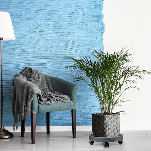 Miniatura 6 de Skelang Paquete de 2 bandejas para plantas de 12.5 pulgadas, platillo para macetas con ruedas, plataforma rodante para plantas de interior y