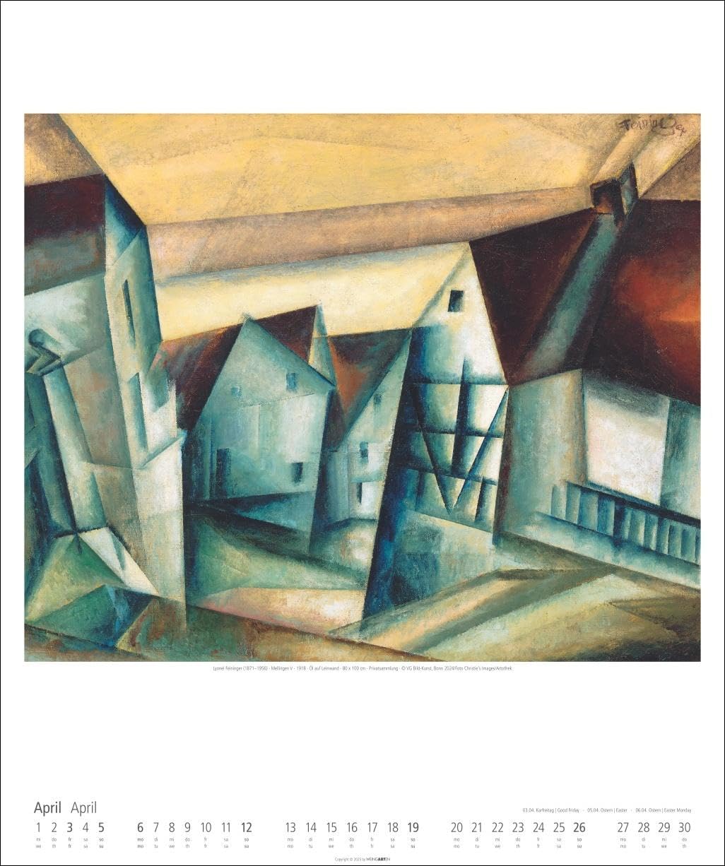 Lyonel Feininger Kalender 2026: Kubismus und Expressionismus in einem Kunstkalender im Großformat. Jahres-Wandkalender 2026, Format 46 x 55 cm.